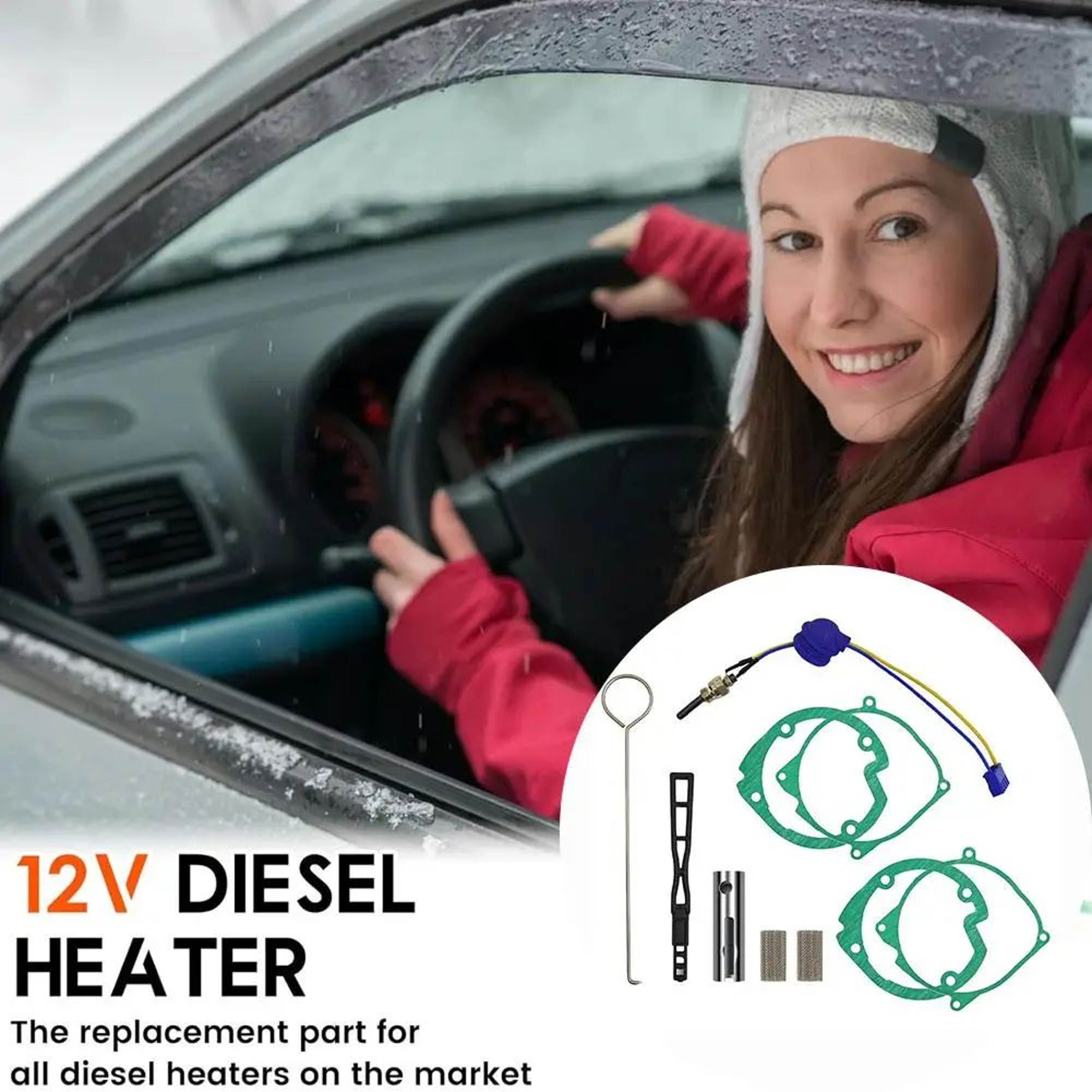12V Ceramic Glow Plug For Diesel Parking Heater  Silicon Nitride Ignition Needle Red Cap Piston Air 1