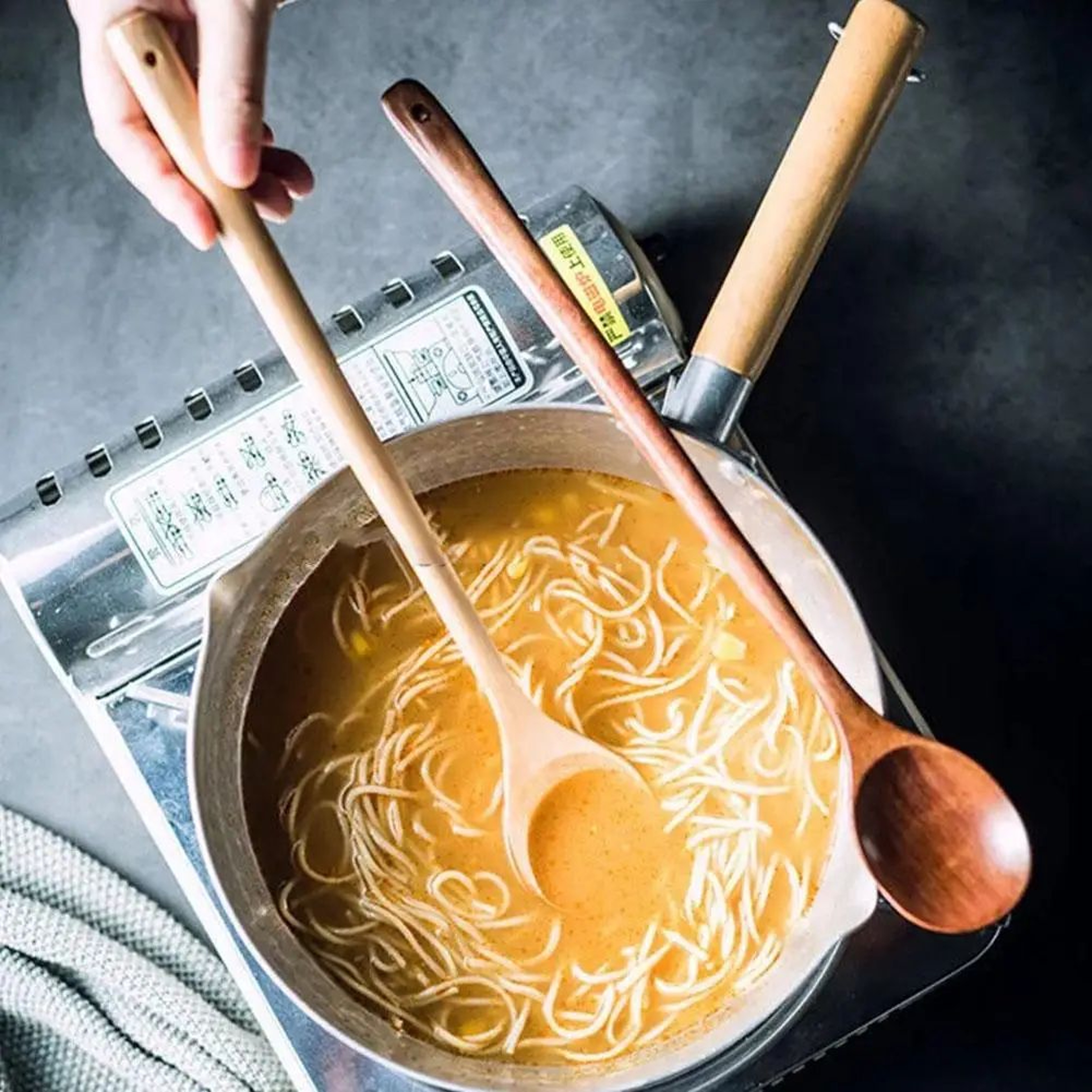 Long Handle Natural Wooden Spoon  Durable Soup Ladle Scoop For Cooking Stirring Coffee  Dessert Kit 1