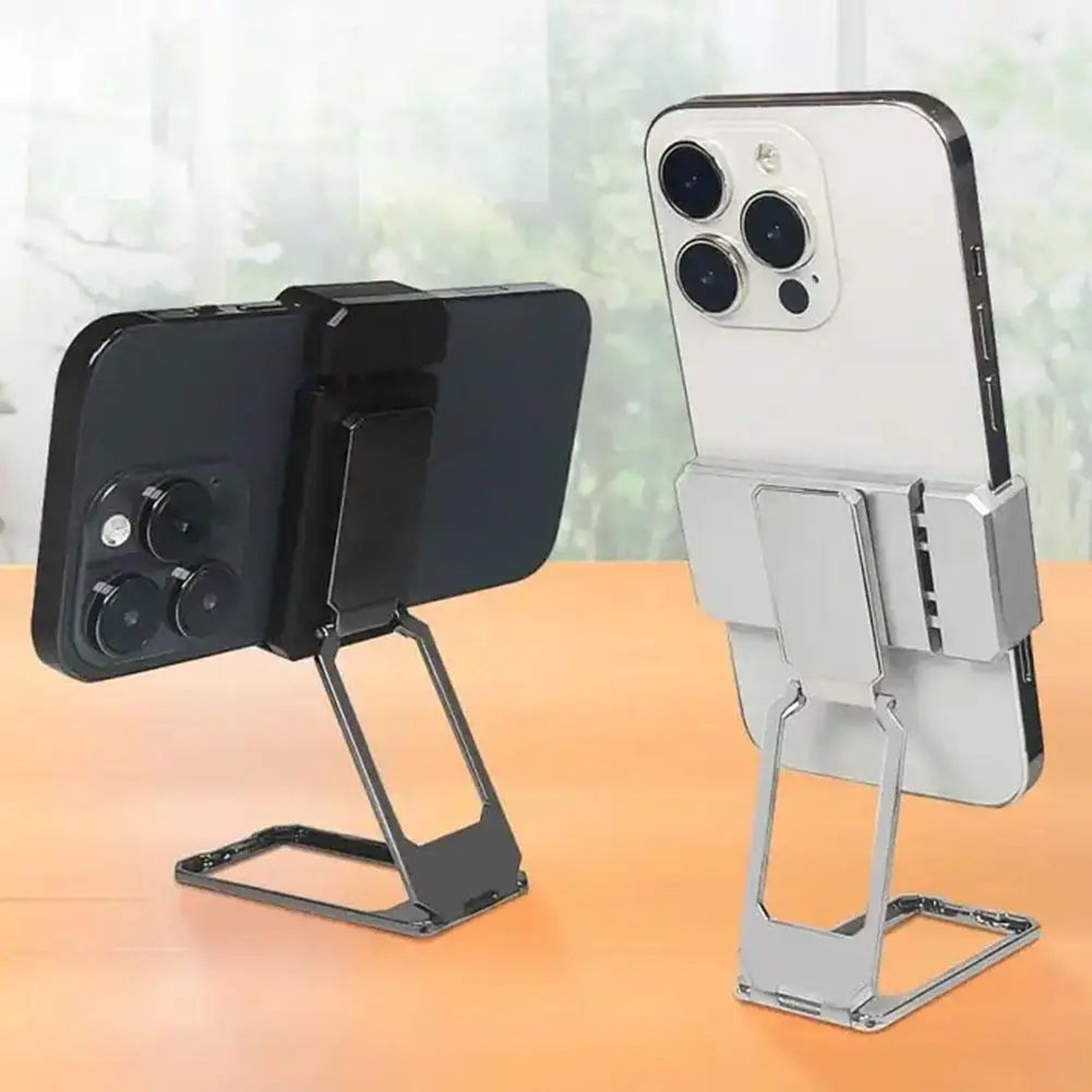 Foldable Aluminum Desktop Phone Holder With Back Clip  Universal Mini Stand Lightweight Portable Br 1