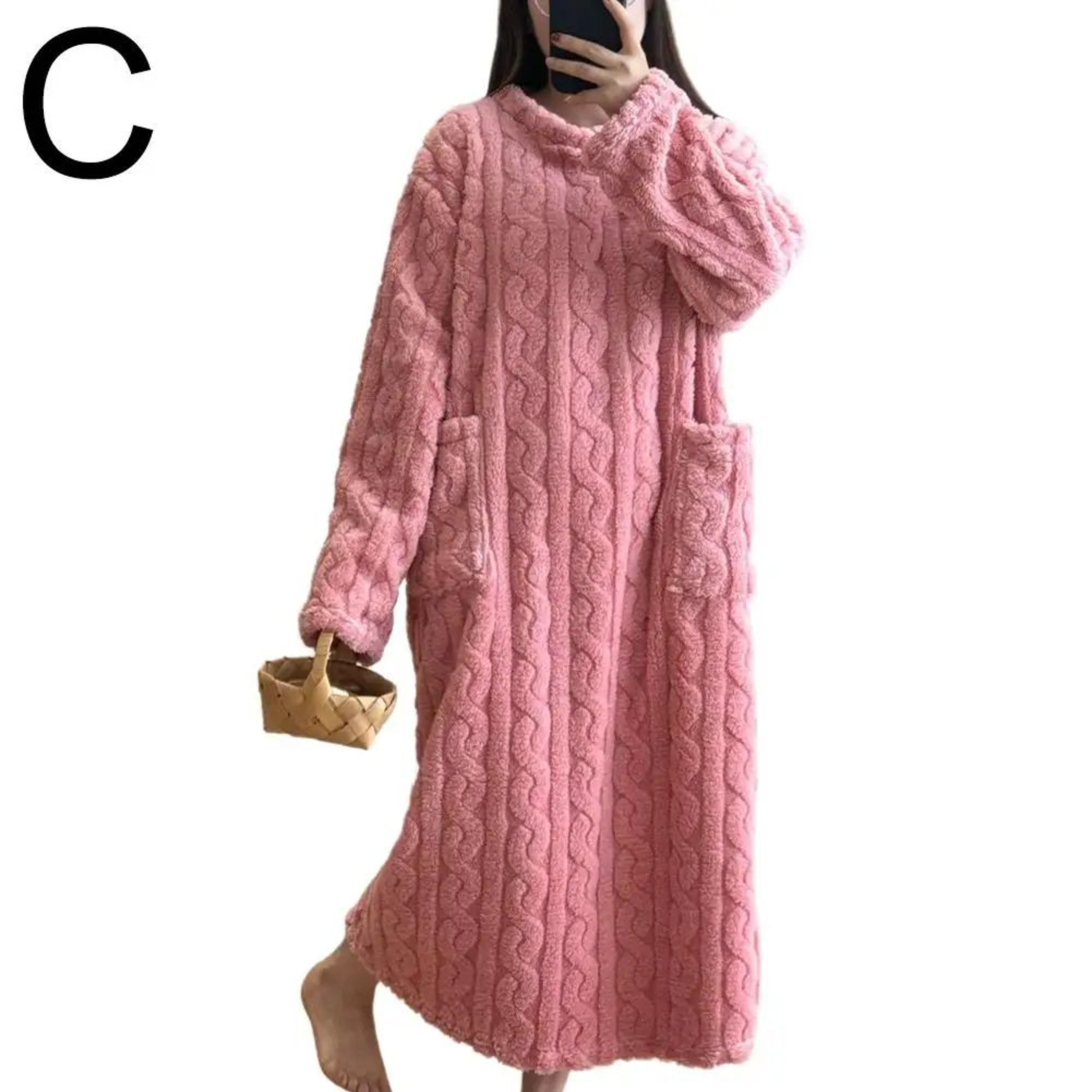 Womens Thick Flannel Coral Velvet Long Pajamas Robe  UltraSoft Warm Autumn Winter Nightwear Cozy Ho 8