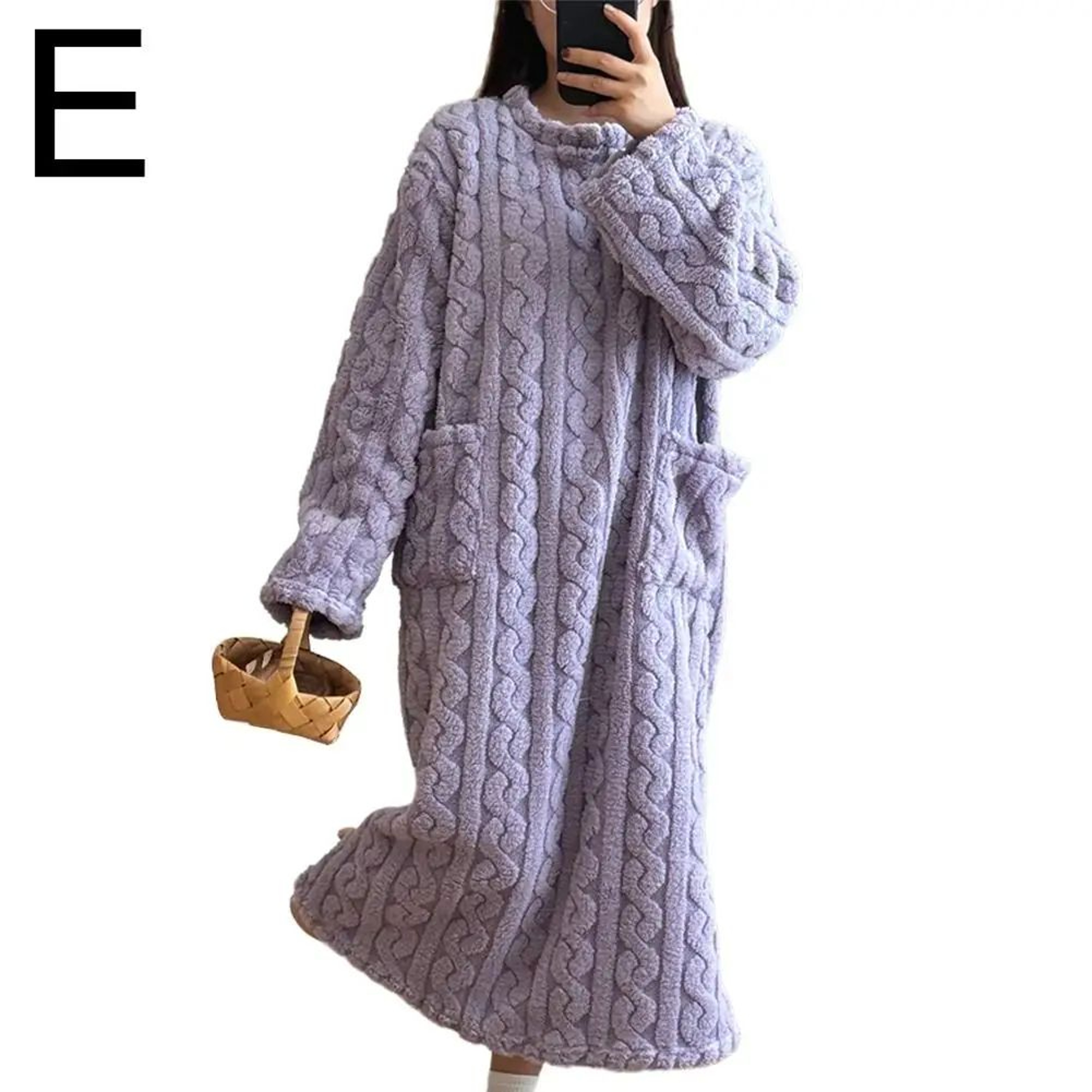 Womens Thick Flannel Coral Velvet Long Pajamas Robe  UltraSoft Warm Autumn Winter Nightwear Cozy Ho 10