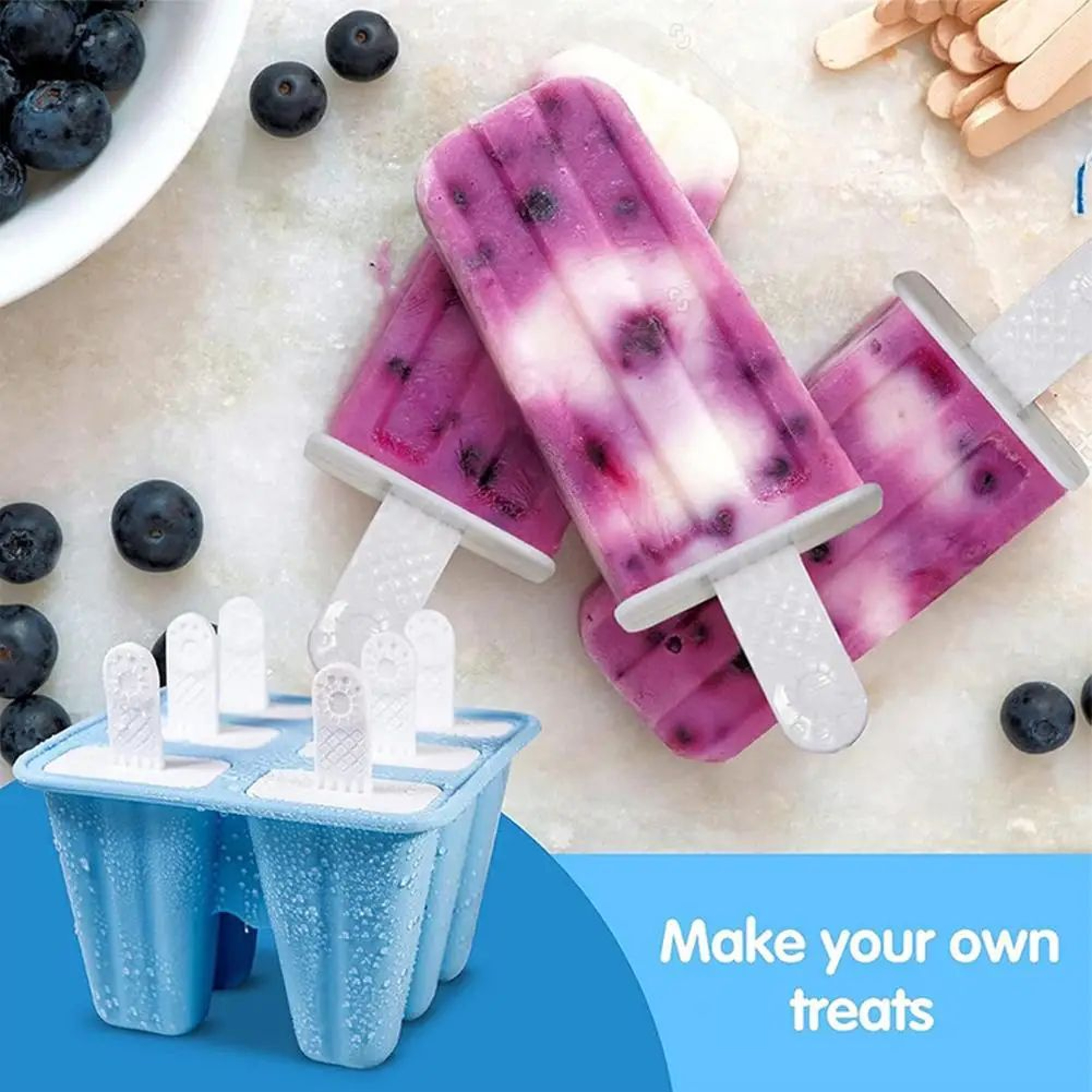 6Grid Silicone Ice Cream Mold With Sticks  Reusable FoodGrade Popsicle Maker For DIY Homemade Froze 5