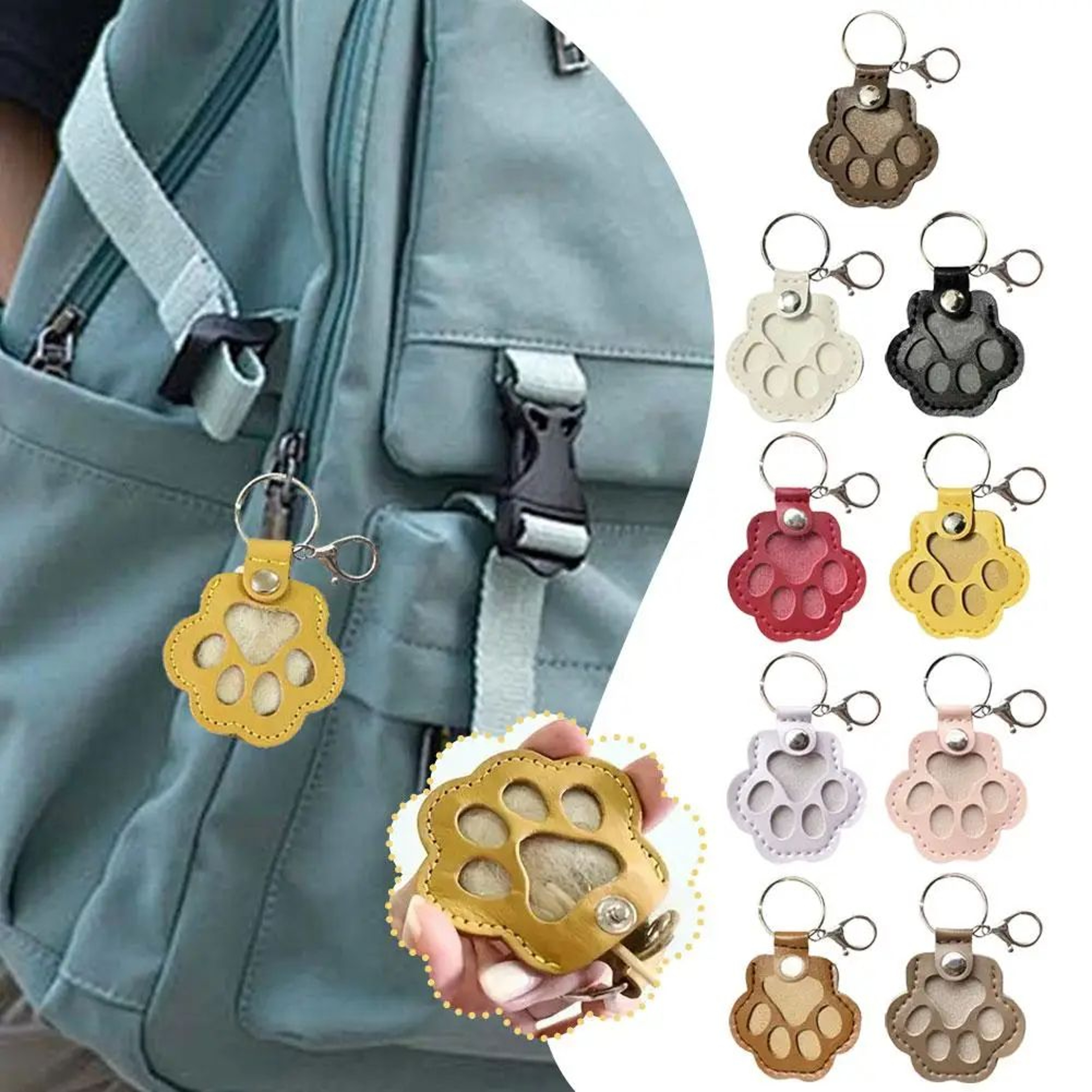 Cute Pet Hair Storage Keychain  Leather Cat Claw Souvenir Pendant For Dog Cat  Bunny Fur Keepsake M 1