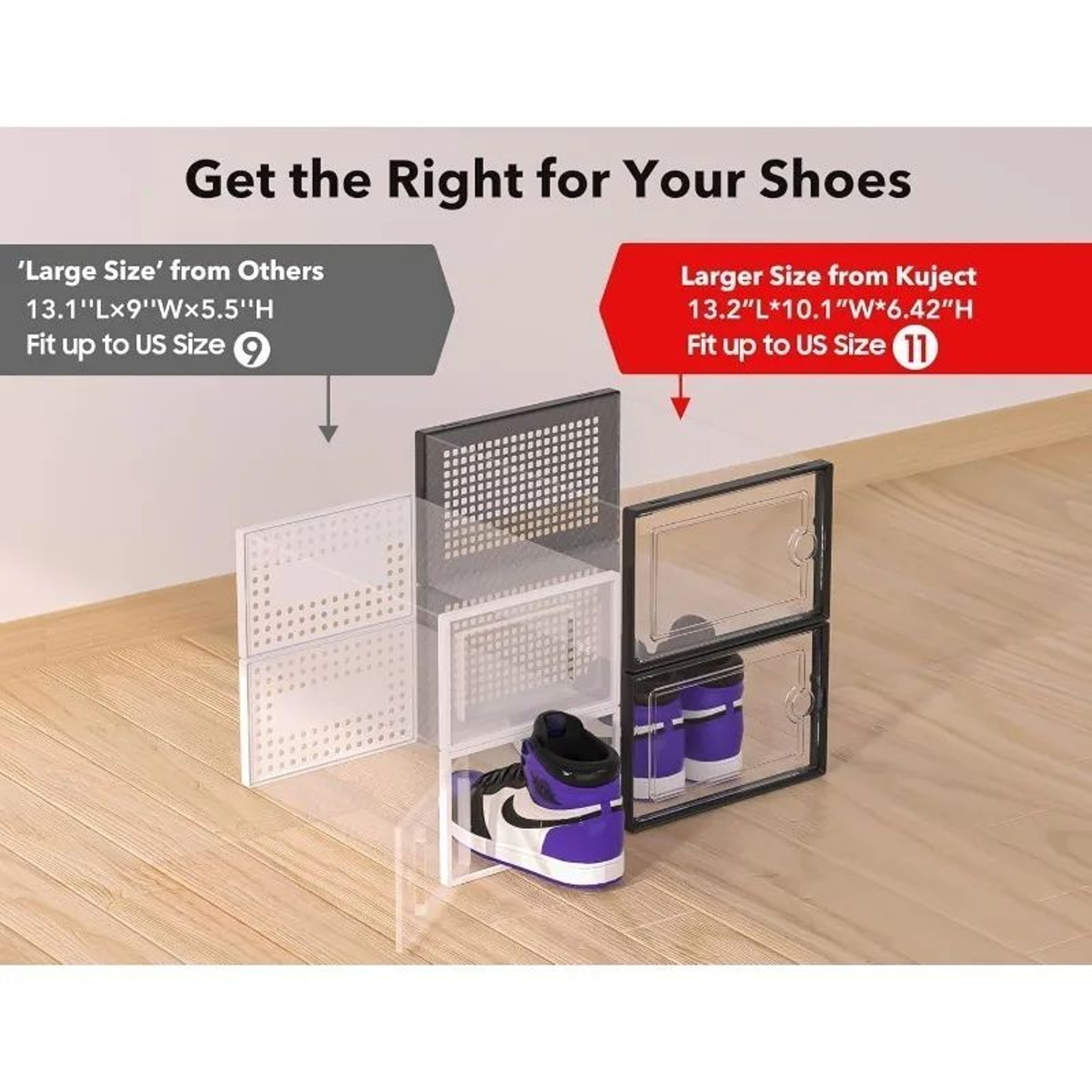 Clear Stackable Shoe Storage Boxes  Large Sneaker Organizer Containers SpaceSaving Shoe Rack Altern 1