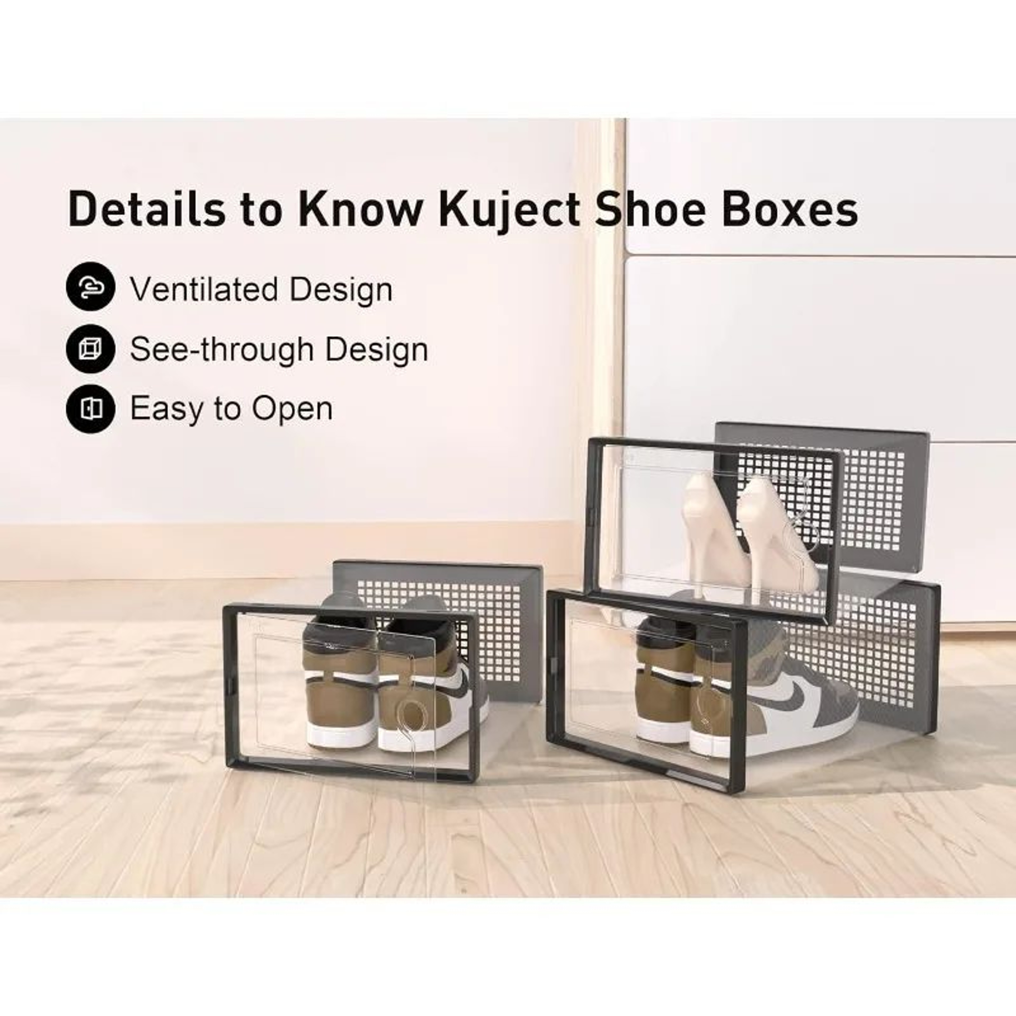 Clear Stackable Shoe Storage Boxes  Large Sneaker Organizer Containers SpaceSaving Shoe Rack Altern 5