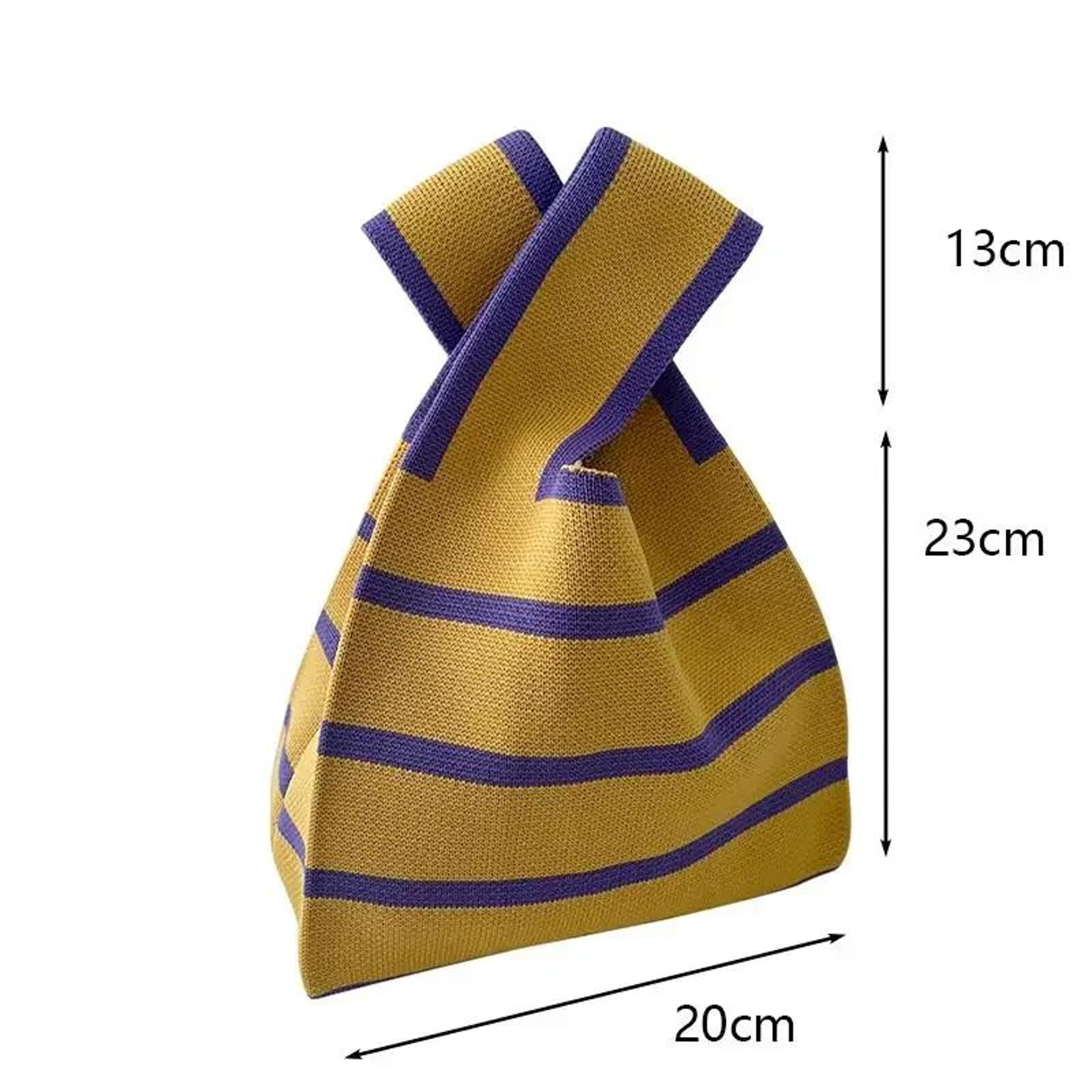 Womens Knitted Stripe Tote Handbag  Reusable Mini Shoulder  Wrist Bag For Students Casual EcoFriend 5