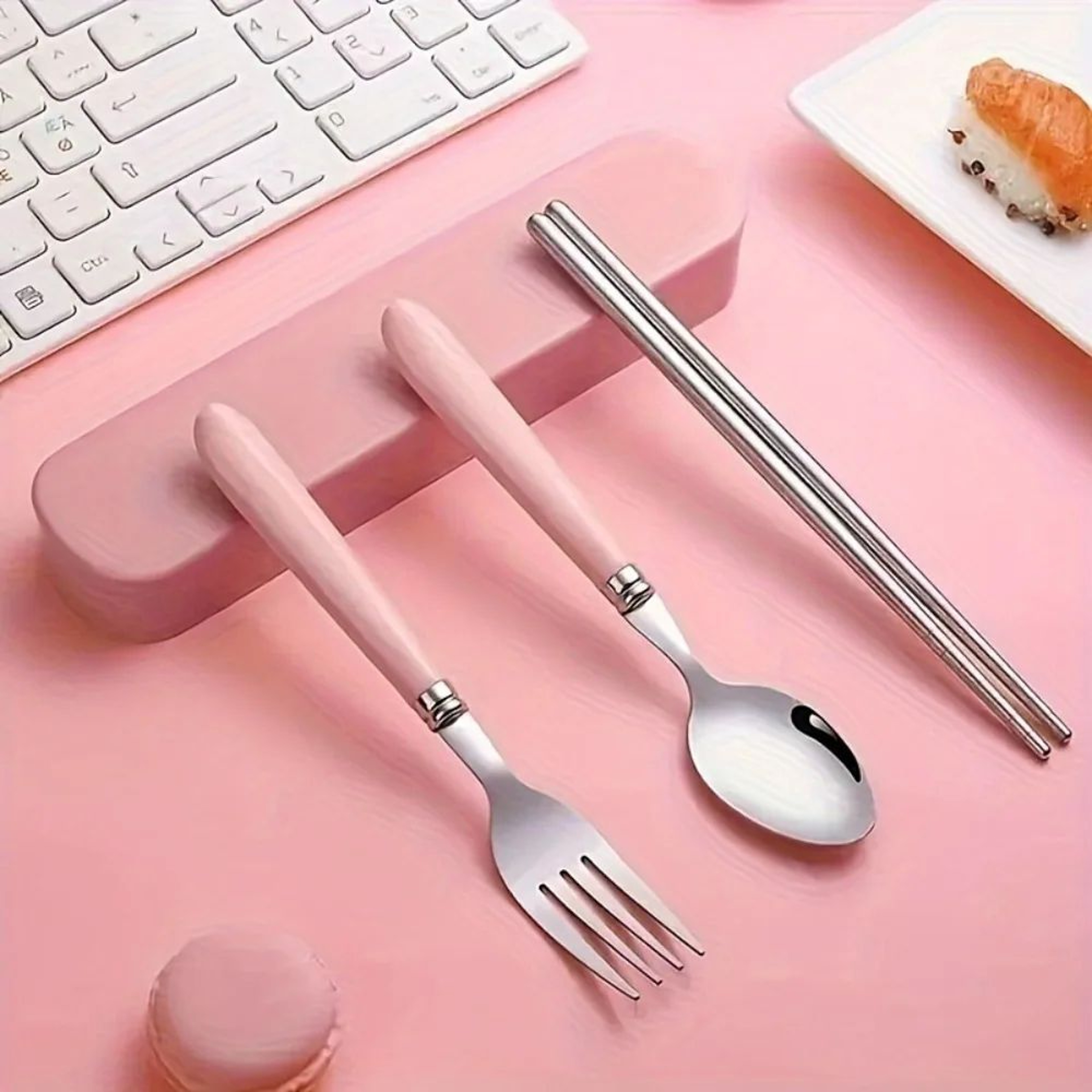 Polishing Stainless Steel Portable Cutlery Set W Storage Box  Picnic Camping Travel Flatware RustRe 5