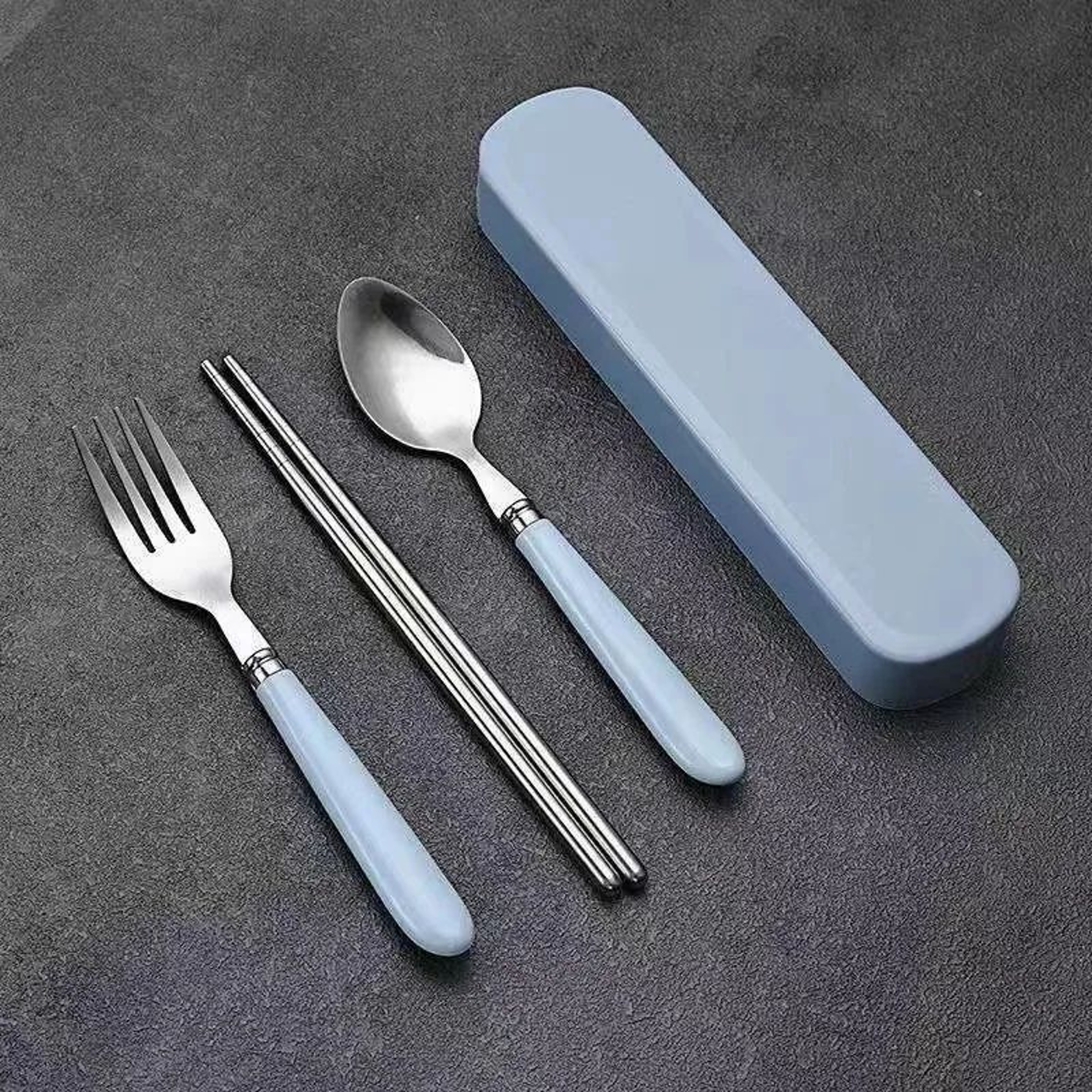 Polishing Stainless Steel Portable Cutlery Set W Storage Box  Picnic Camping Travel Flatware RustRe 6