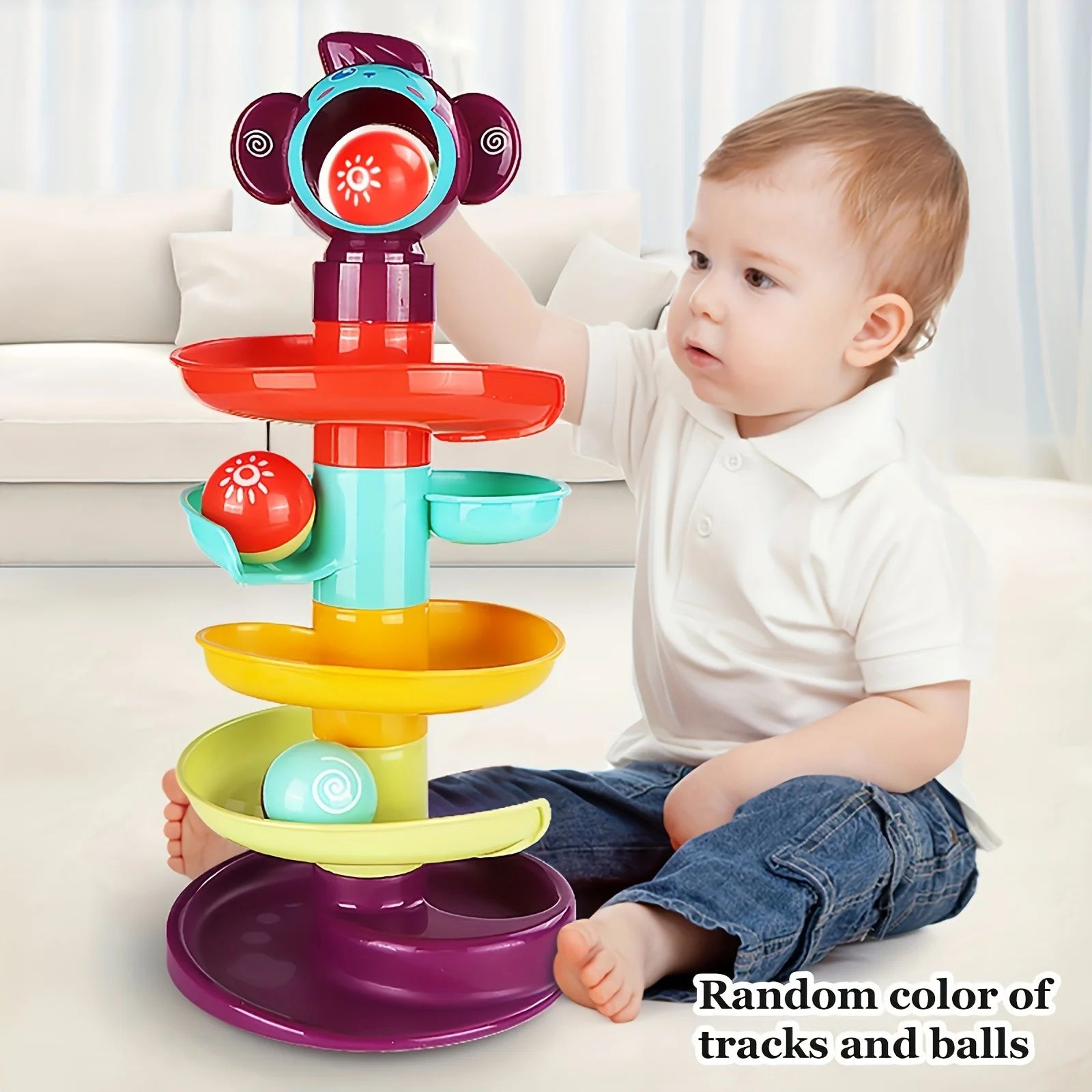 Educational Ball Track Tower Toy For Toddlers 10M  Rolling  Spinning Balls Fine Motor Learning Play 0