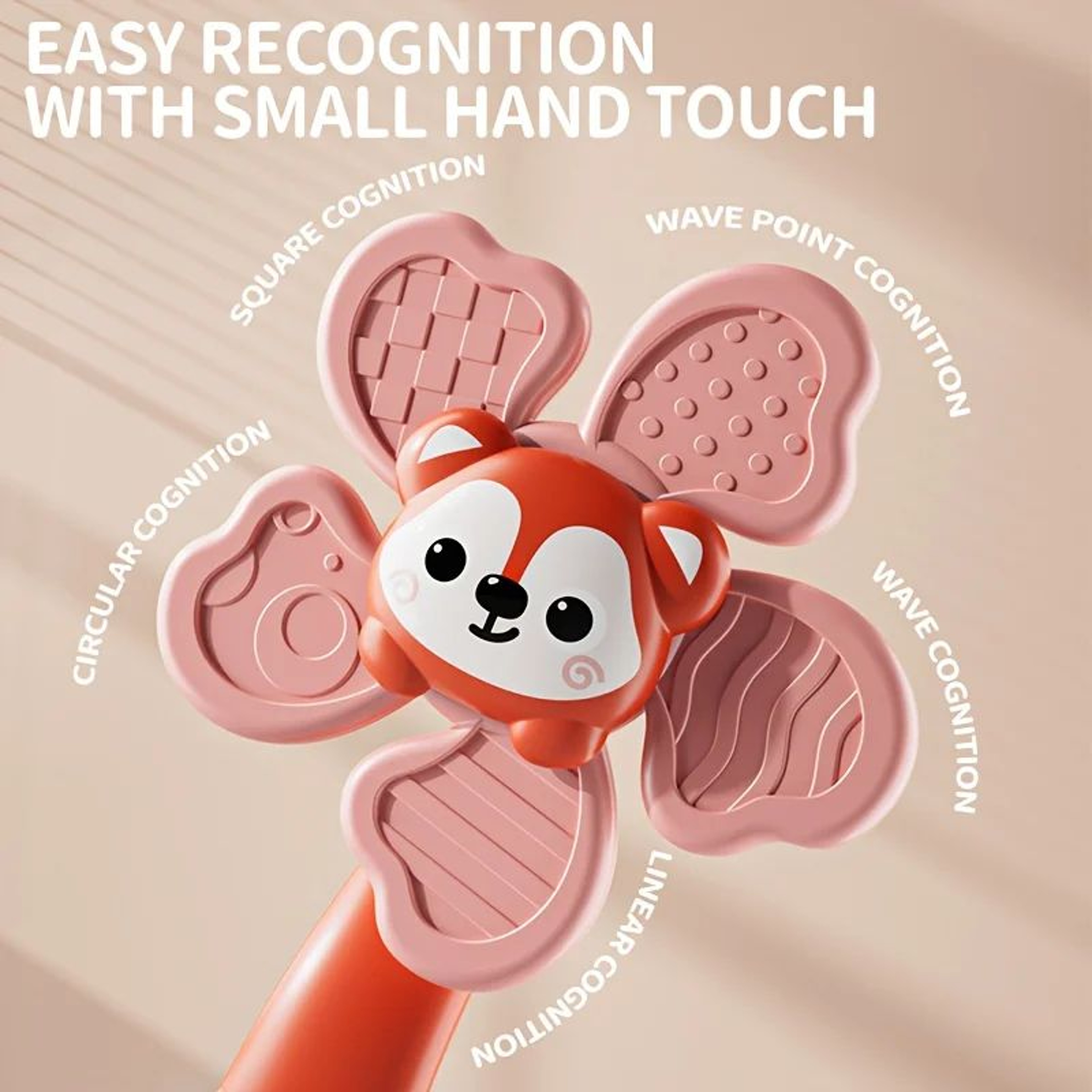 Baby Suction Cup Windmill Spinner Toy 6M  Manual Rotating Bear Sensory Toy Bath  High Chair Motor S 4