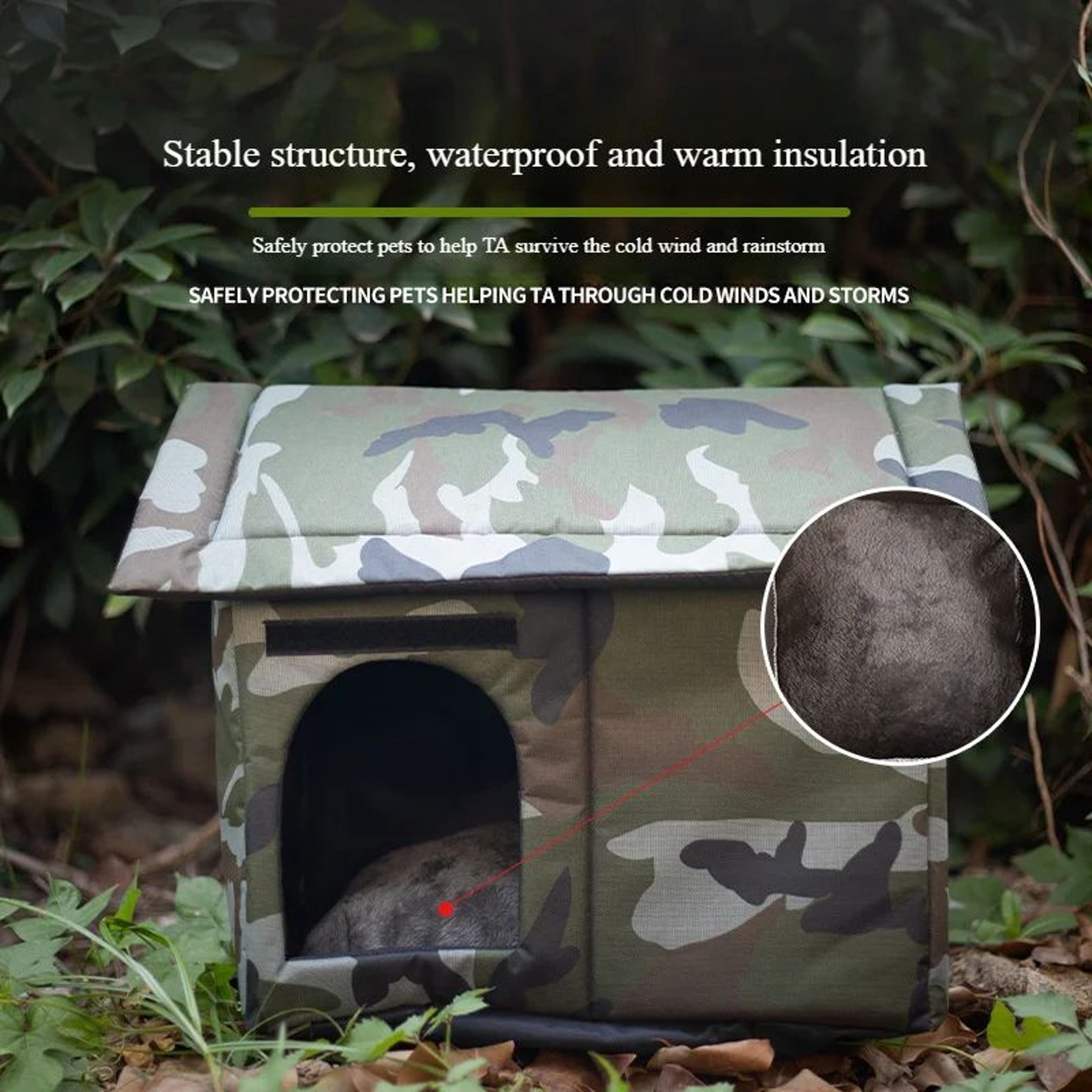Outdoor Camouflage Cat House  Warm Oxford Fabric Pet Shelter FourSeason Closed Cat Nest For Cold We 0
