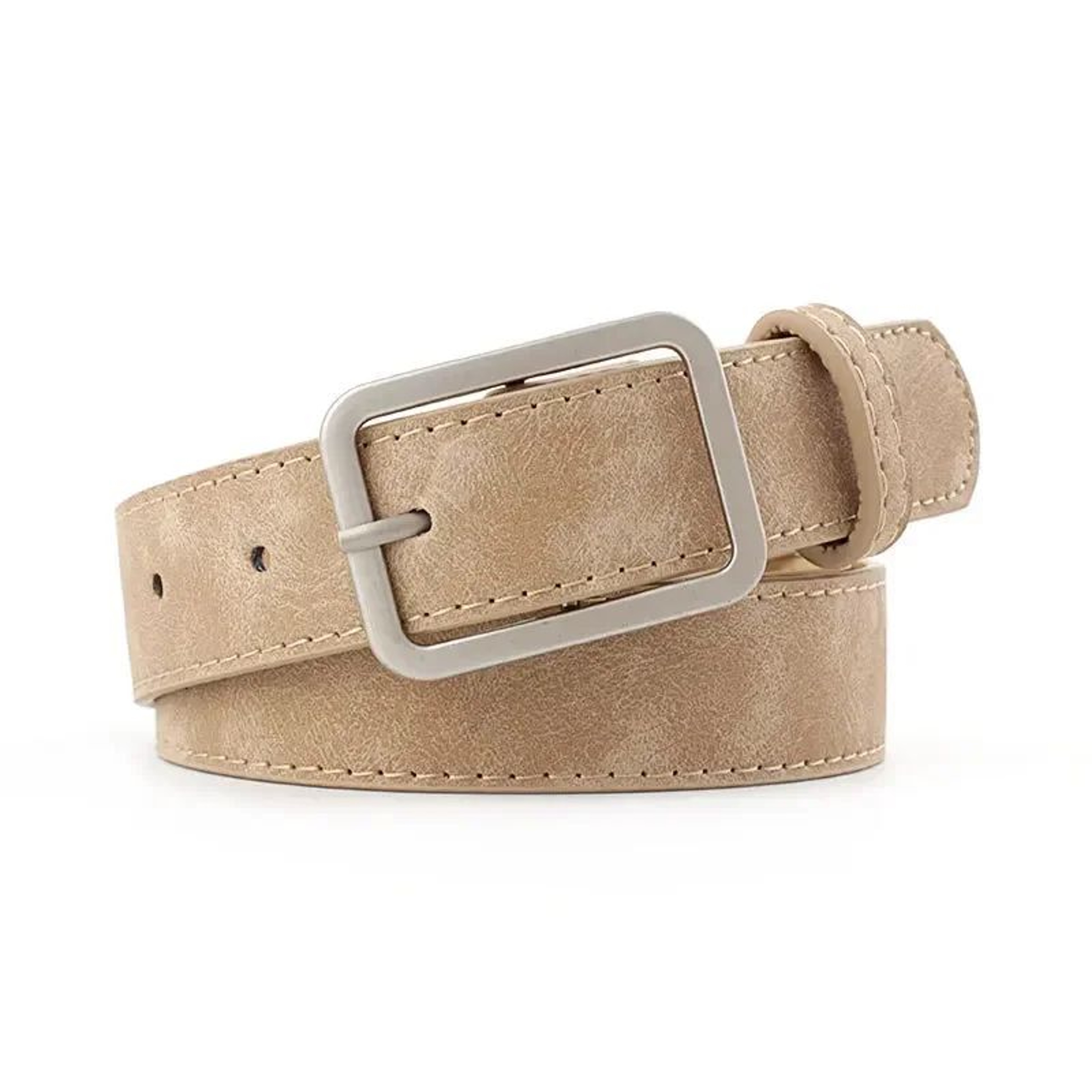 Womens Retro Leather Belt W Silver Square Pin Buckle  Fashion Jeans Waist Belt Adjustable Student W 8