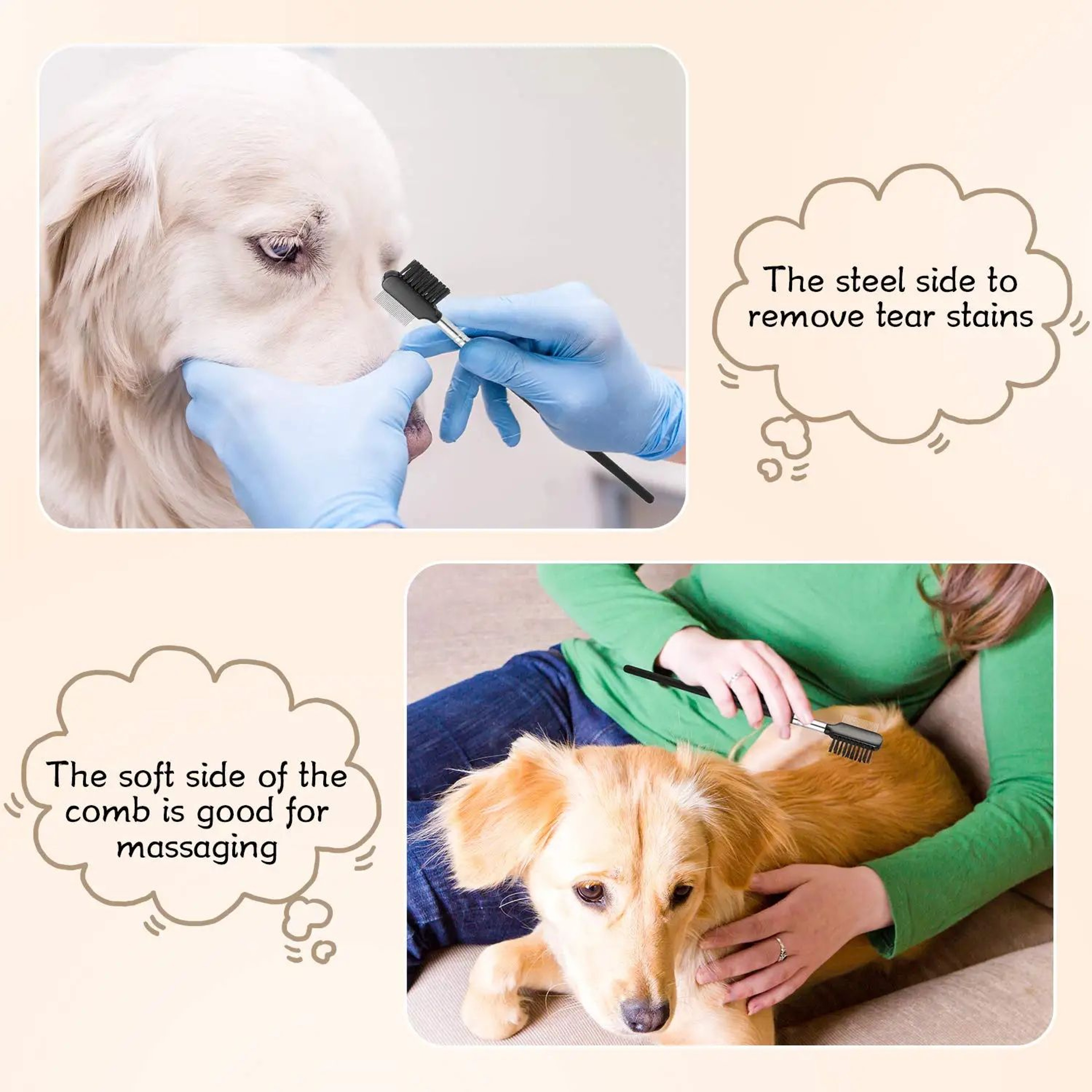 DoubleSided Pet Tear Stain Remover Comb  Gentle Eye Cleaning Brush For Dogs  Cats Crust  Mucus Remo 3
