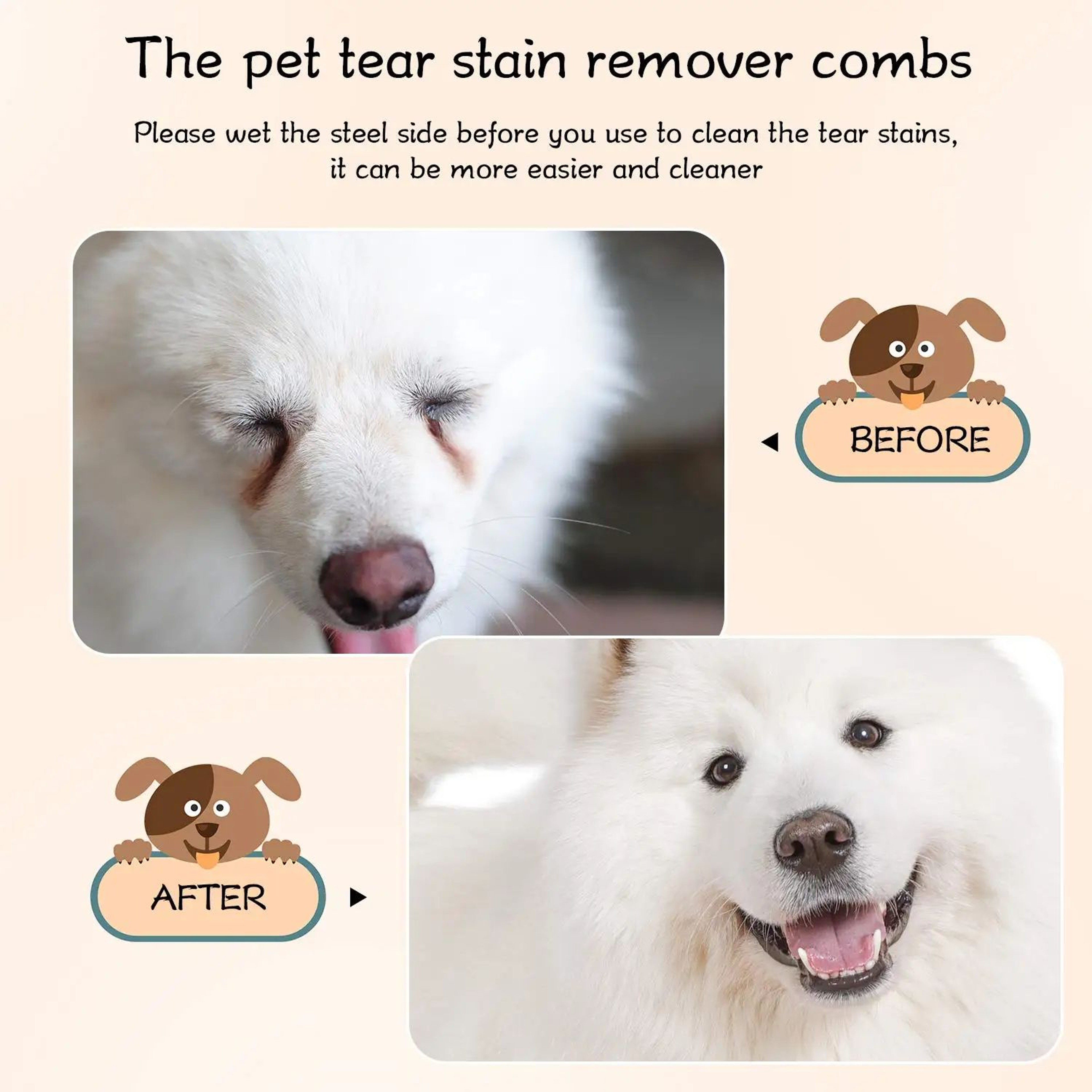 DoubleSided Pet Tear Stain Remover Comb  Gentle Eye Cleaning Brush For Dogs  Cats Crust  Mucus Remo 4