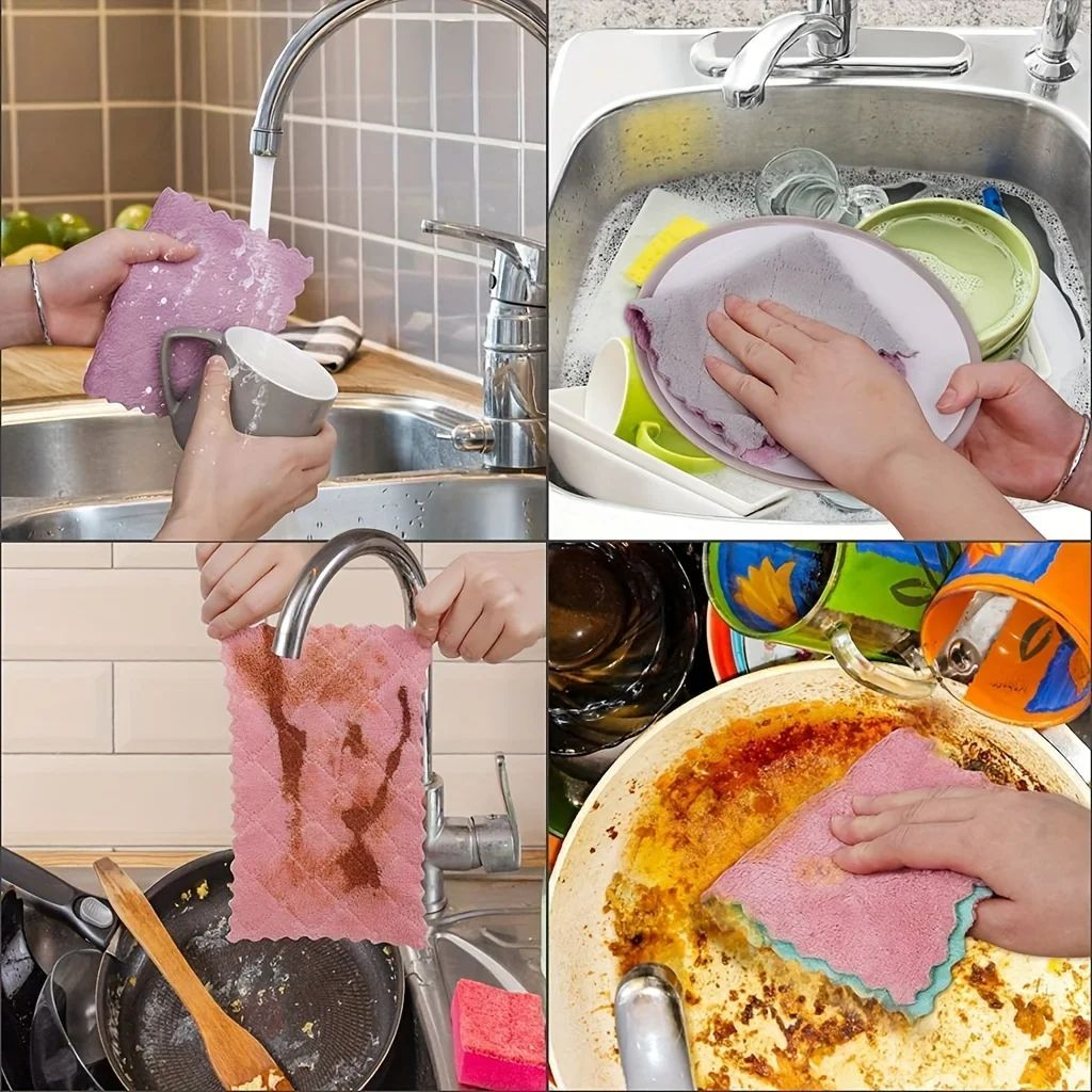 10 Pcs Microfiber Dish Cloths  DoubleSided Dishwashing Towels Super Absorbent Cleaning Rags For Kit 1