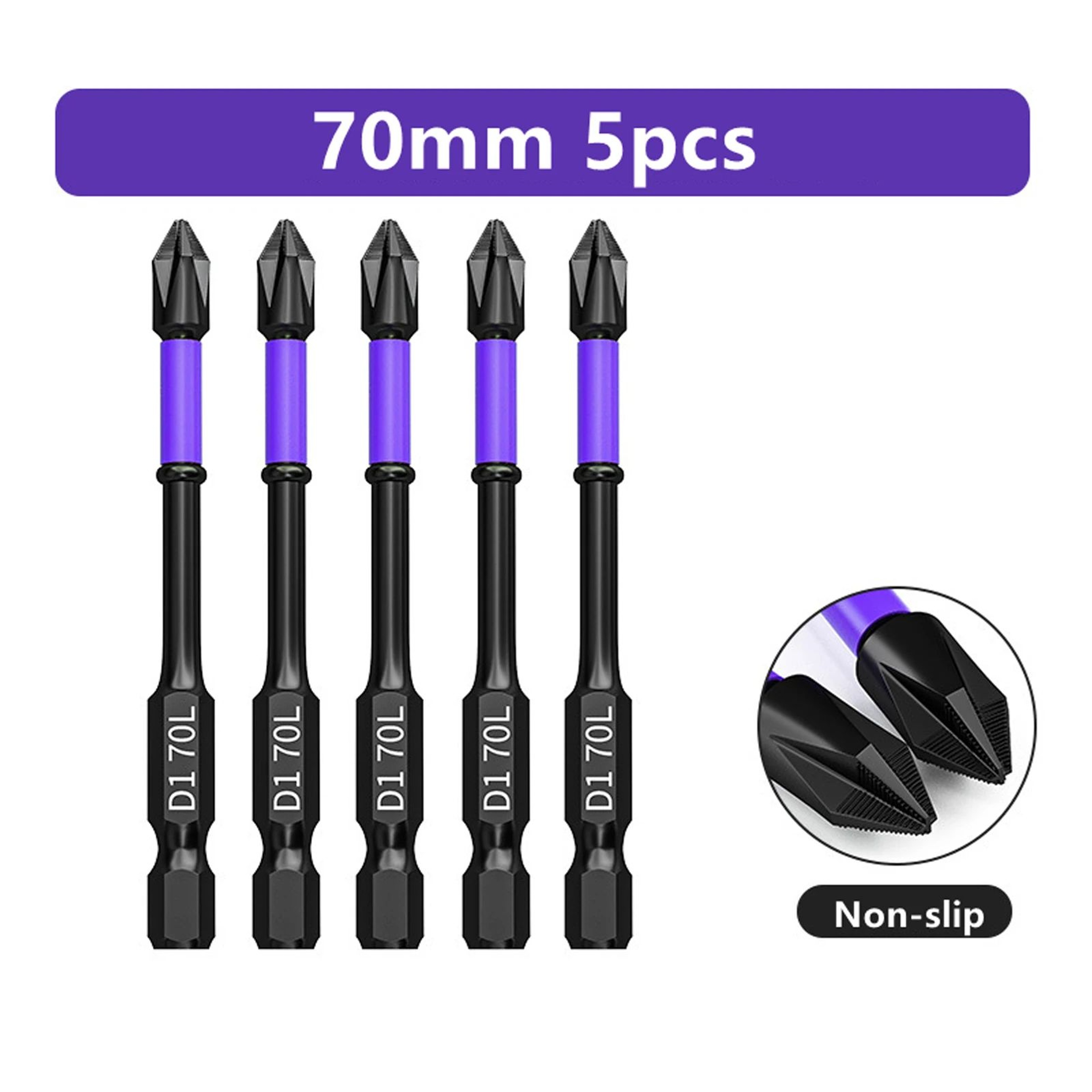D1 AntiSlip Magnetic Screwdriver Bits Set  ShockProof Impact Ready High Hardness S2 Steel Driver Bi 8