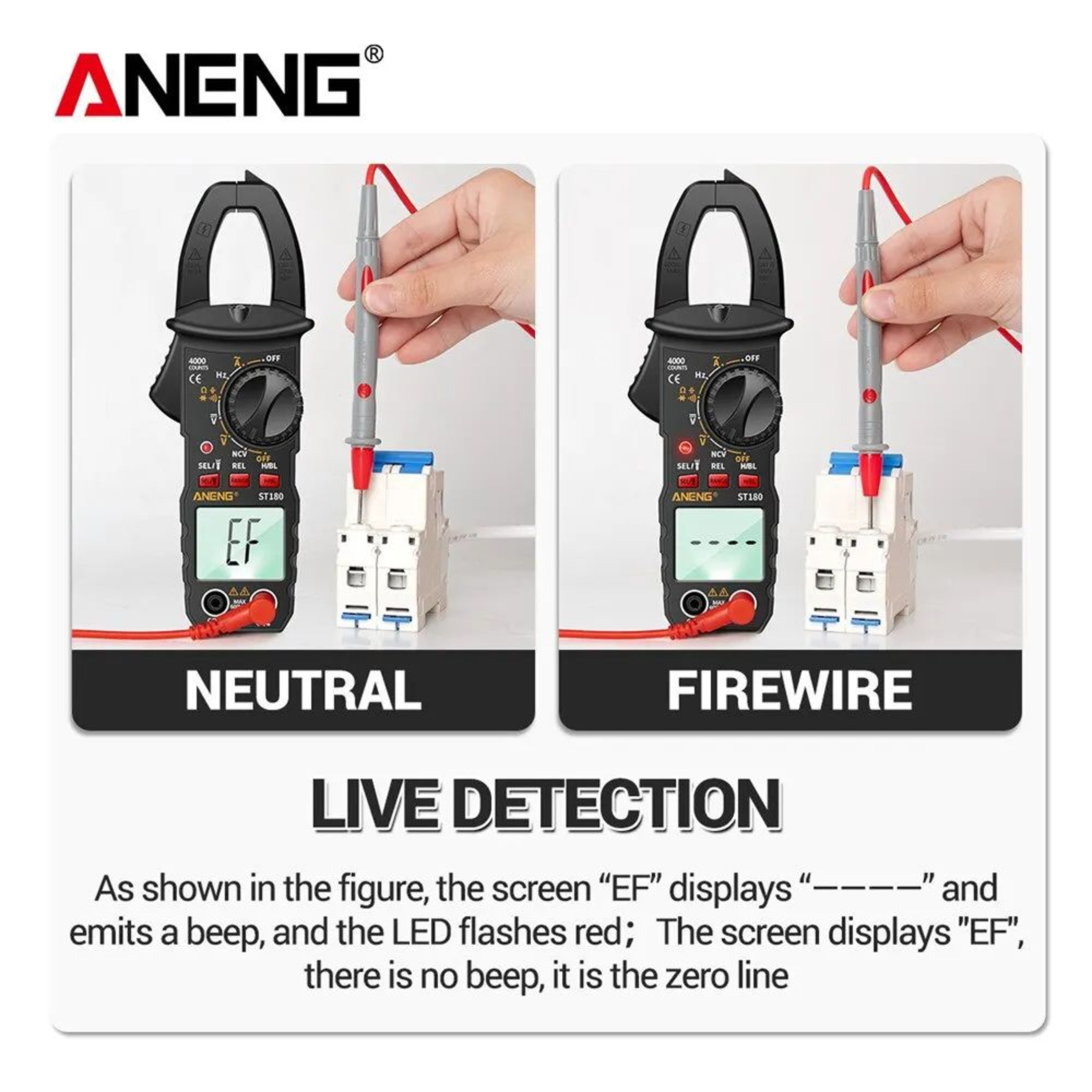 ANENG ST180 Clamp Meter 4000 Count  400A AC Ammeter Multimeter W NCV Hz  Capacitance 600V Tester 3