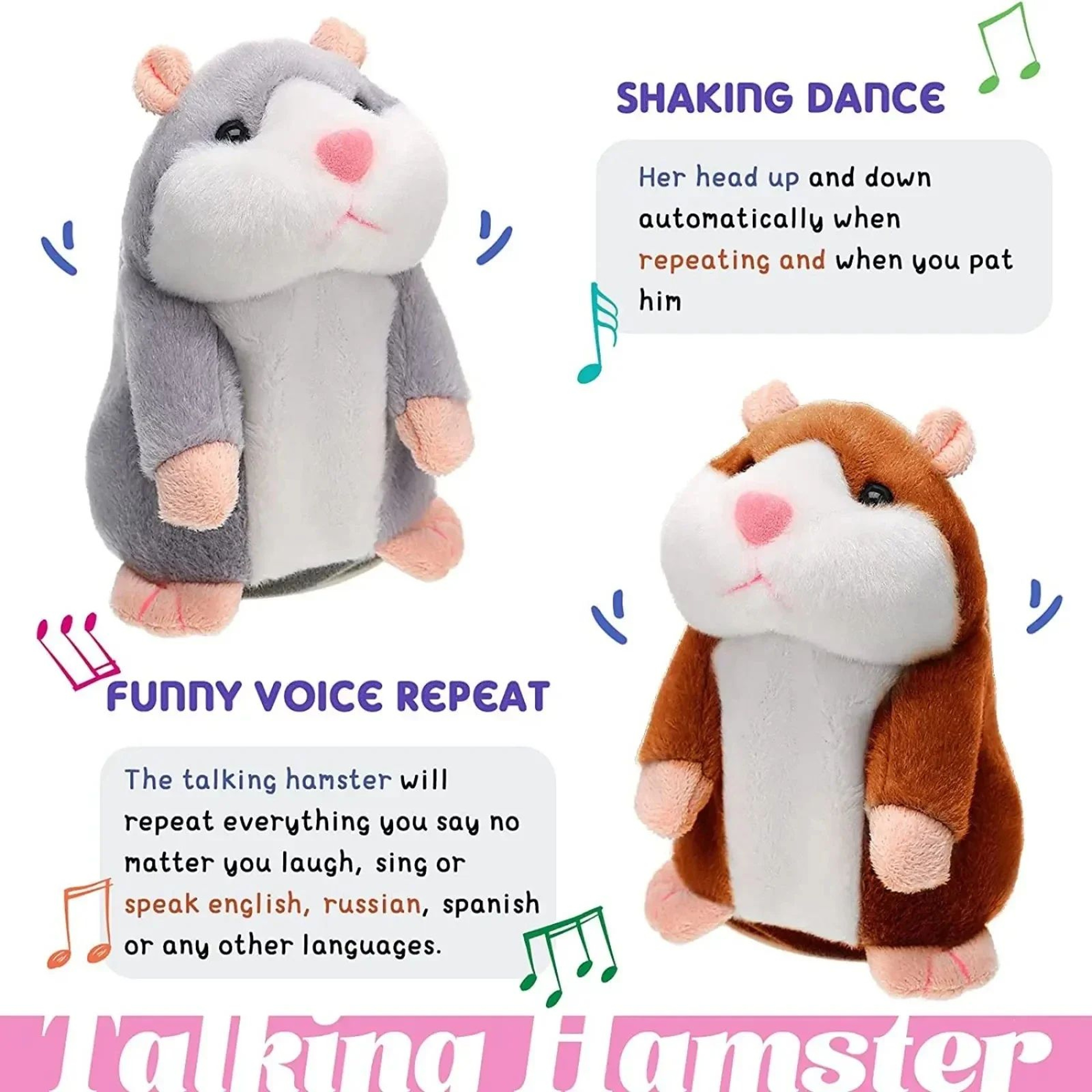 Talking Hamster Plush Toy  Voice Repeater  Nodding Doll Funny Interactive Kids Gift For Toddlers So 5