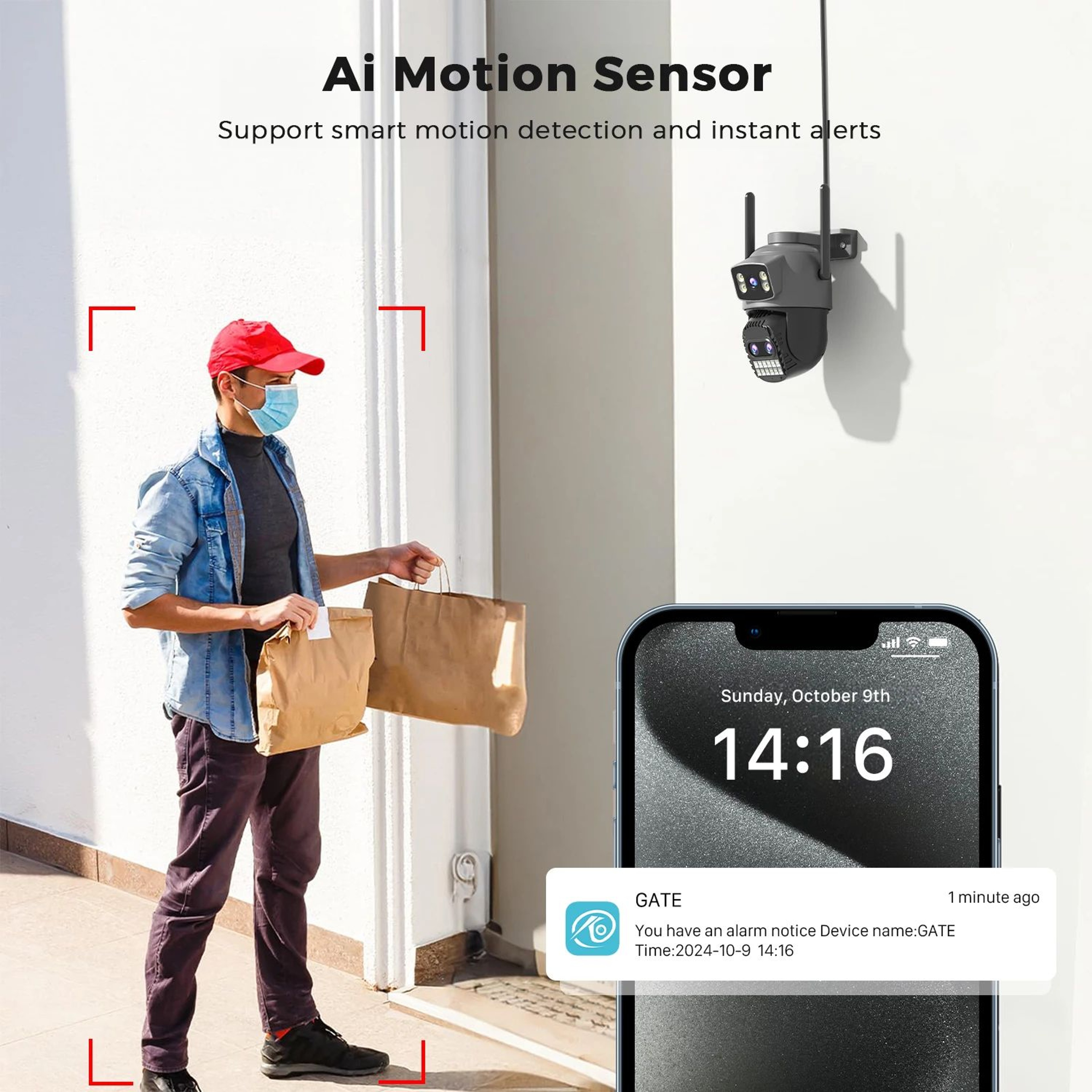 BESDER 15MP WiFi PTZ Outdoor Security Camera  Dual Screen TriLens 10X Zoom Color Night Vision IP66  5
