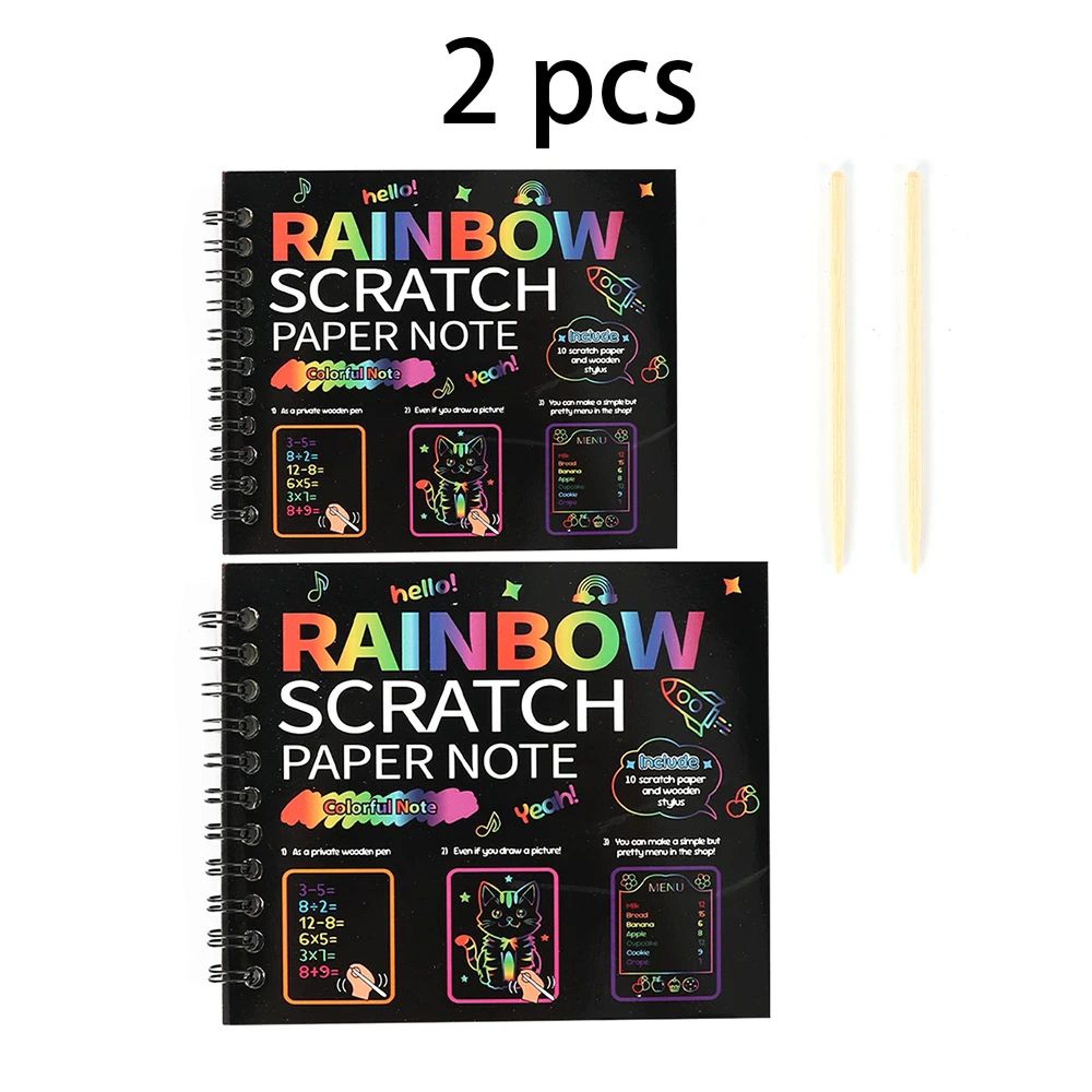 100 Pcs Rainbow Scratch Art Note Cards Set Dazzling DIY Scratch Painting Kit For Kids TeensParentCh 6