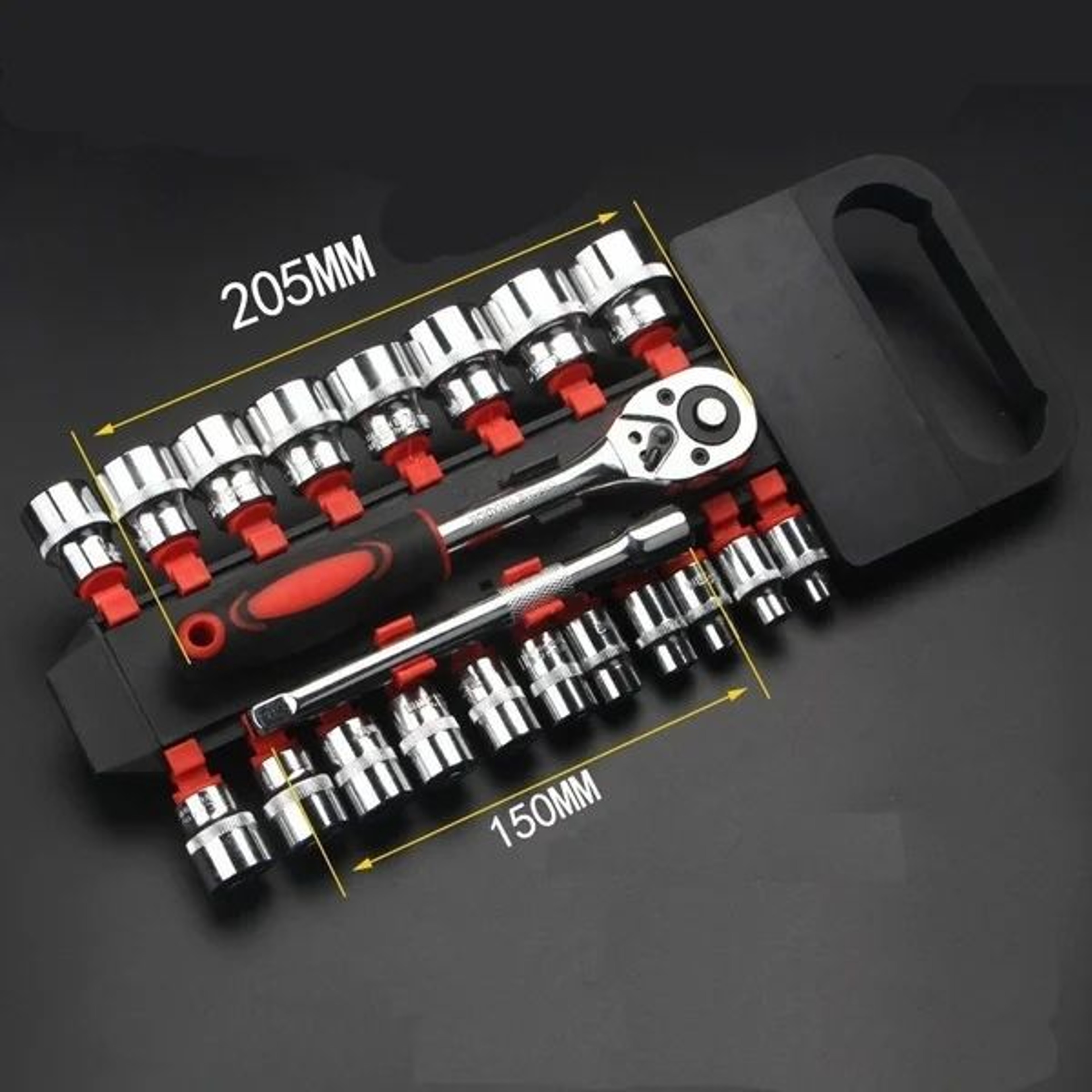 Metric Ratchet Wrench Socket Set  Steel Chrome Repair Tool Kit For Car Motorcycle Bike Boat 7