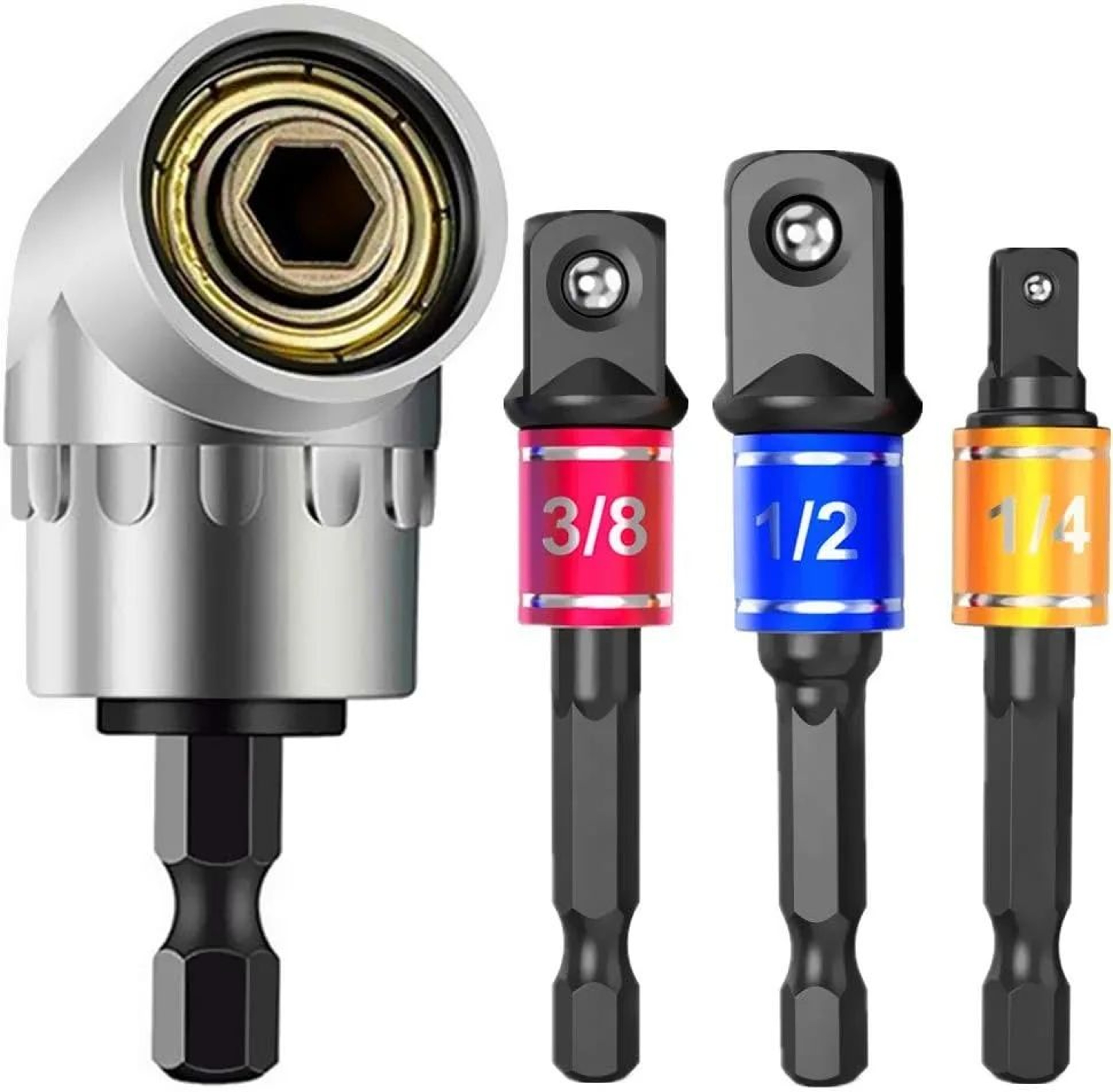 ImpactGrade 105 Right Angle Socket Adapter Set  Drill Bit Driver Extension For Tight Spaces Screwdr 0