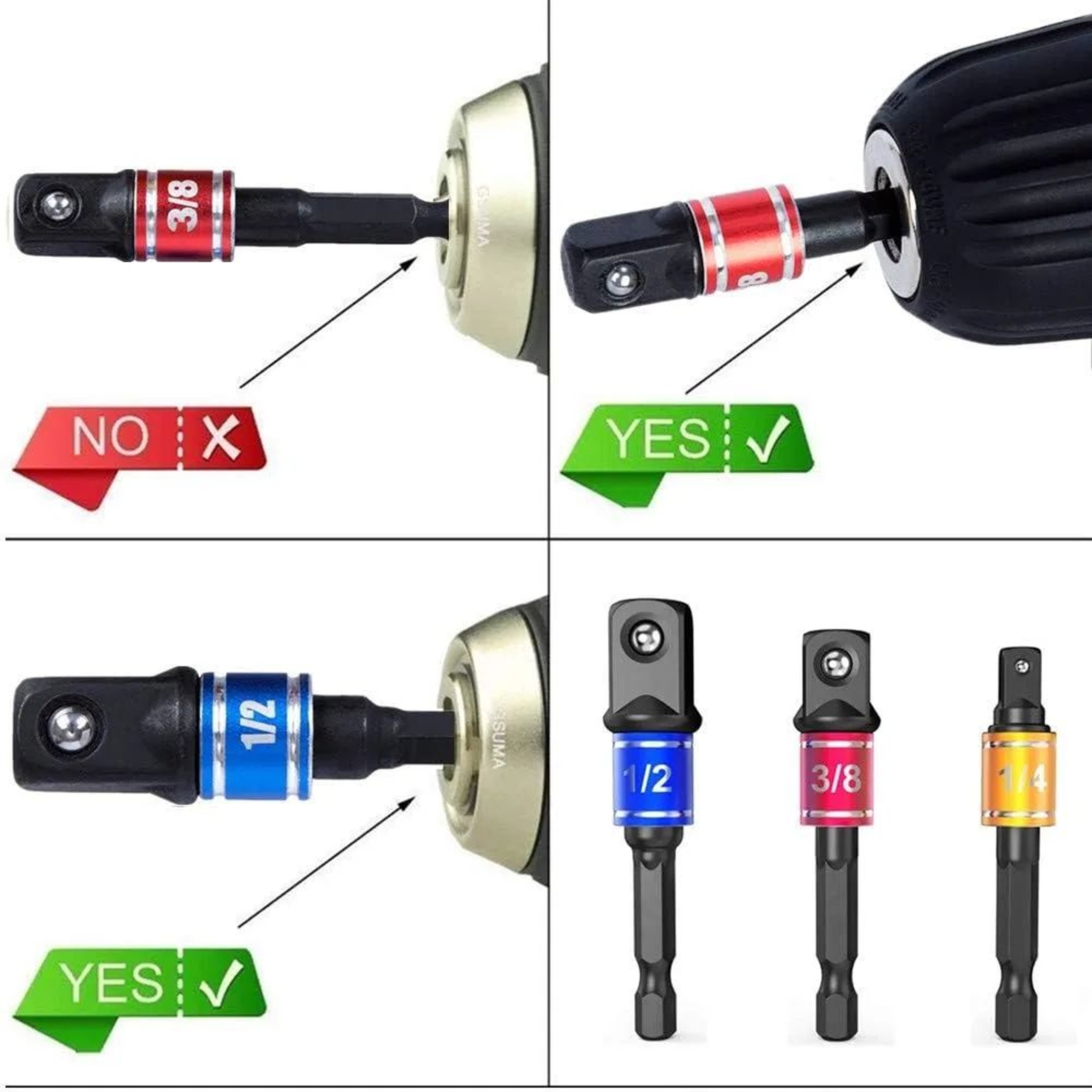 ImpactGrade 105 Right Angle Socket Adapter Set  Drill Bit Driver Extension For Tight Spaces Screwdr 8