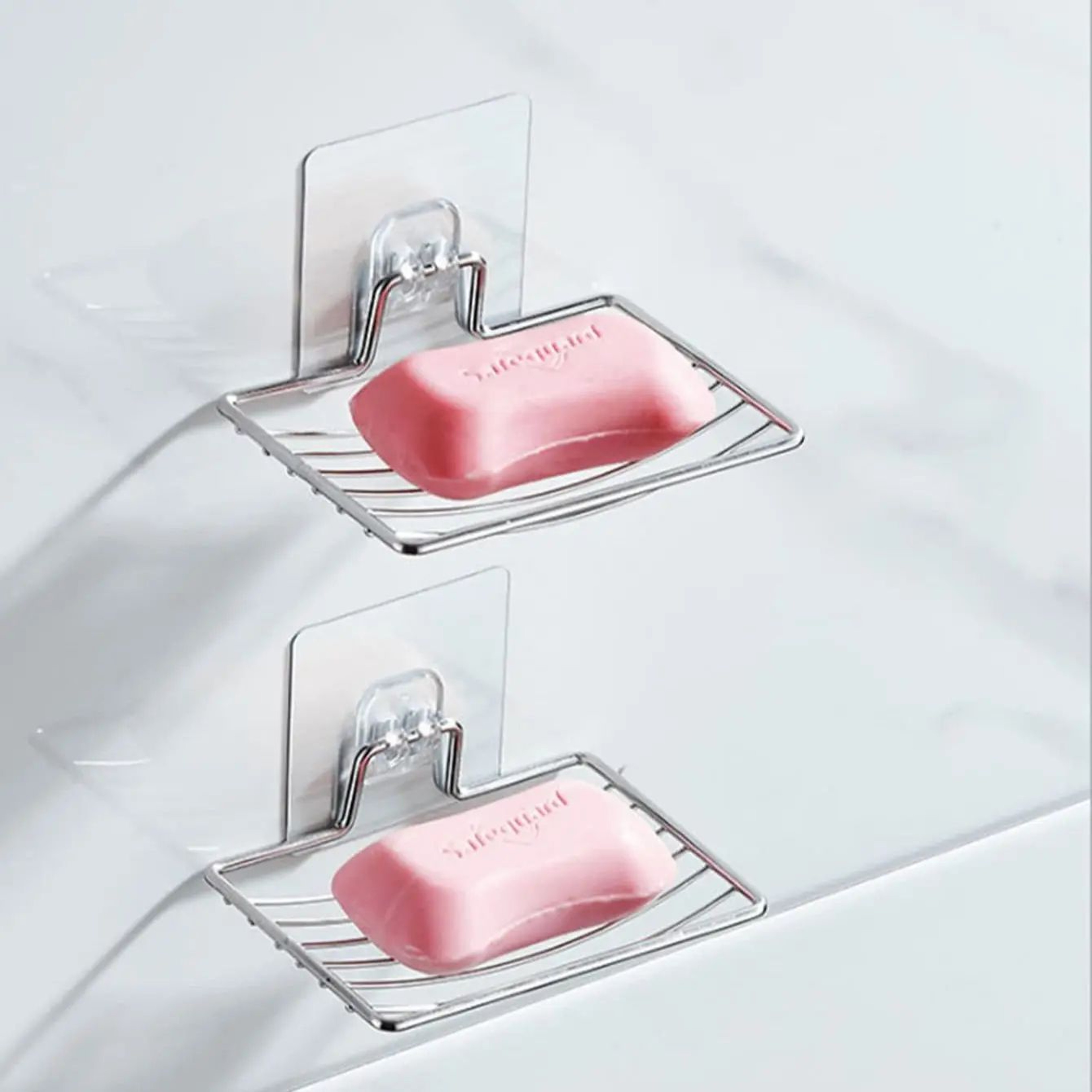 Stainless Steel Soap Holder With Suction Cup  PunchFree Wall Mounted Soap Dish Rack Drain Design Lu 10