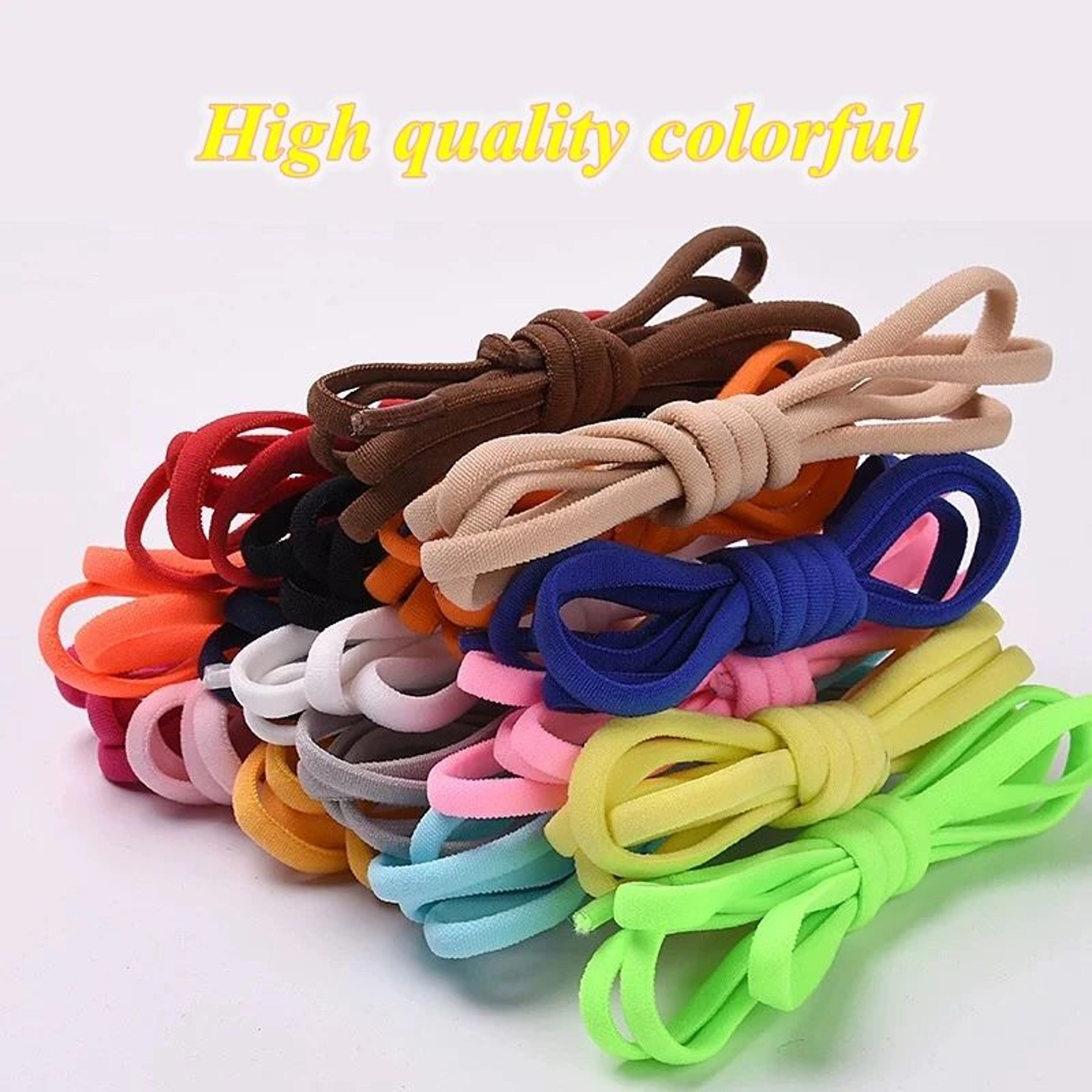 NoTie Elastic Shoelaces With Metal Lock  Colorful Round Sneakers Laces For Kids  Adults Sports Shoe 4