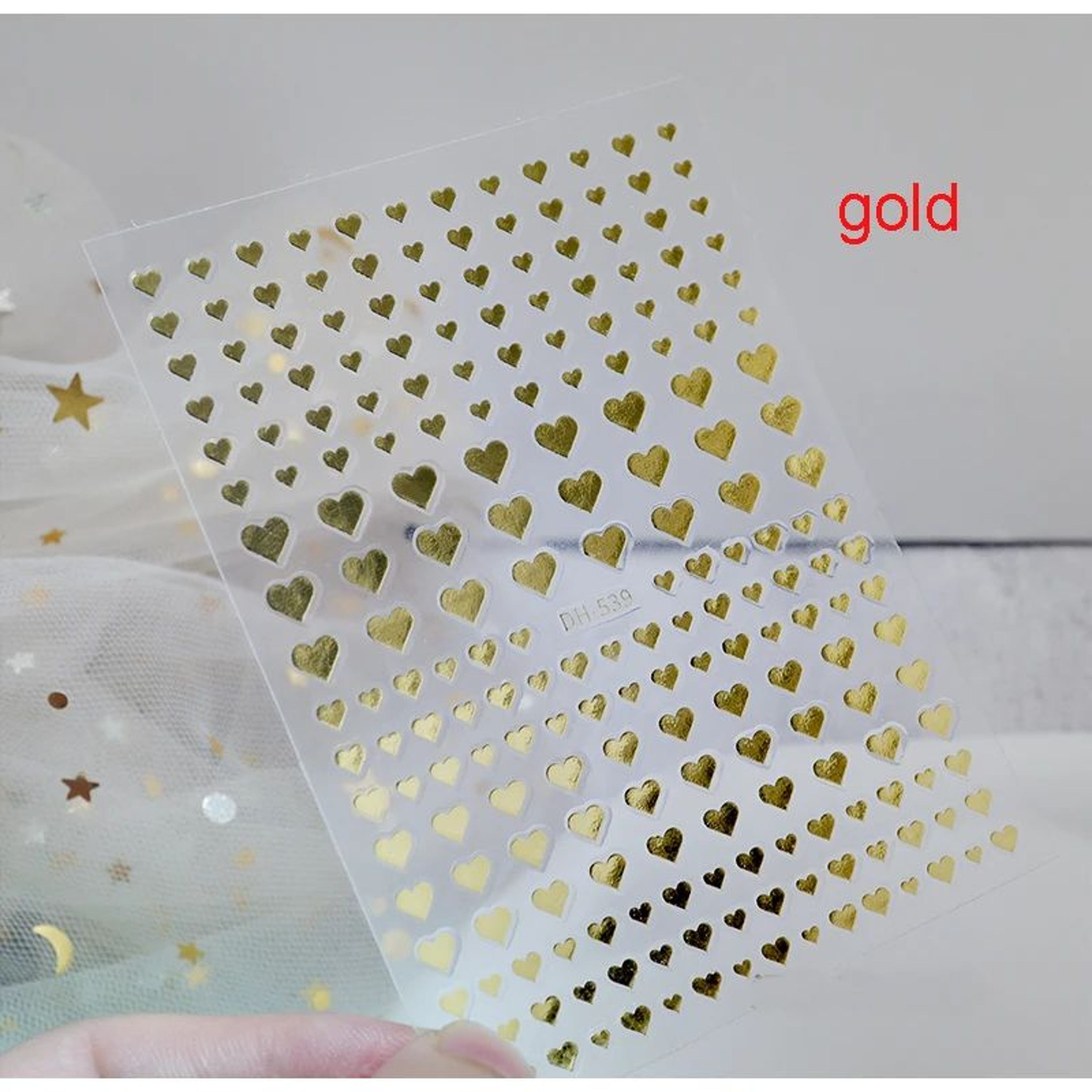 3D Nail Art Stickers Love Hearts Stars Clouds  Red Black White Adhesive Nail Decals Sliders For Fre