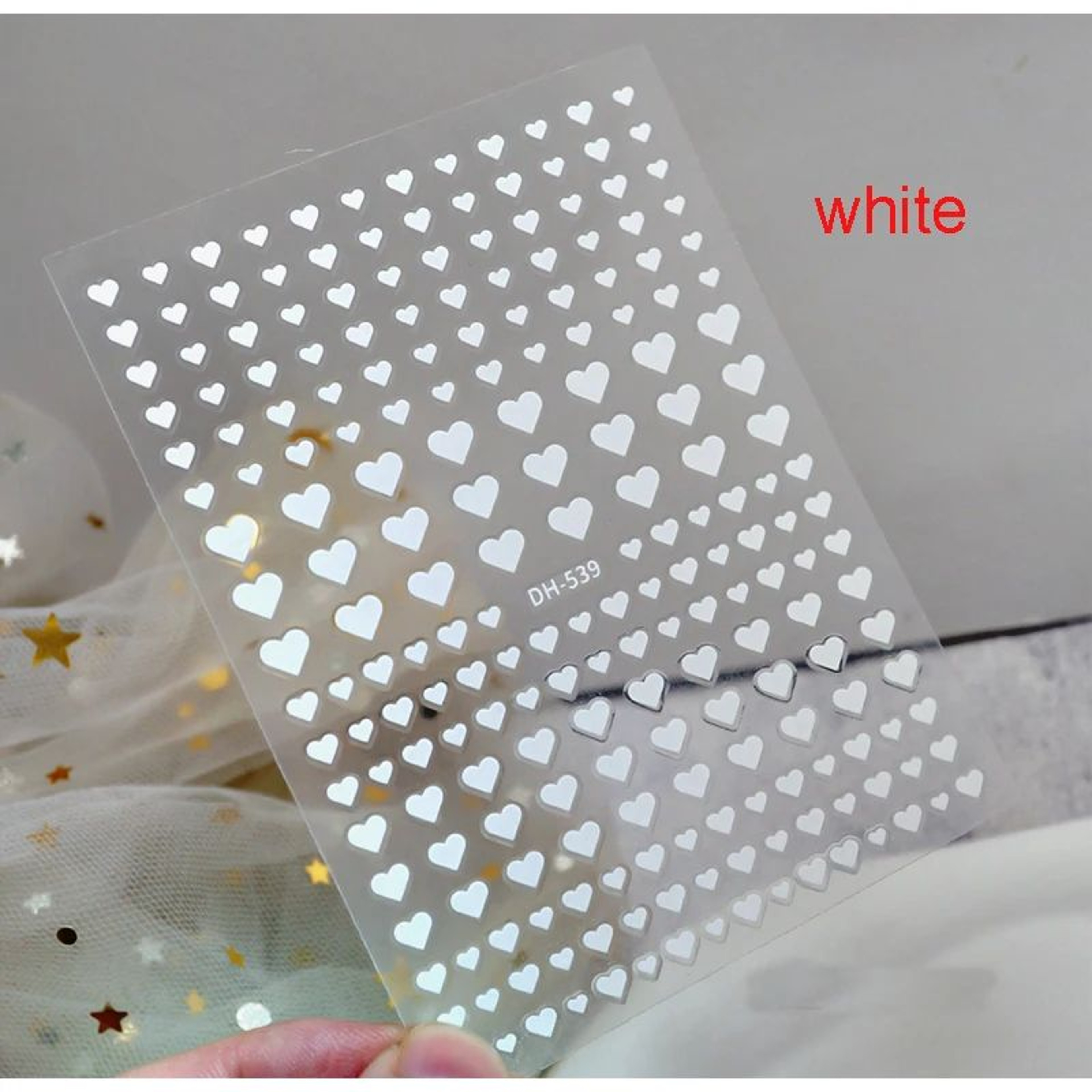 3D Nail Art Stickers Love Hearts Stars Clouds  Red Black White Adhesive Nail Decals Sliders For Fre