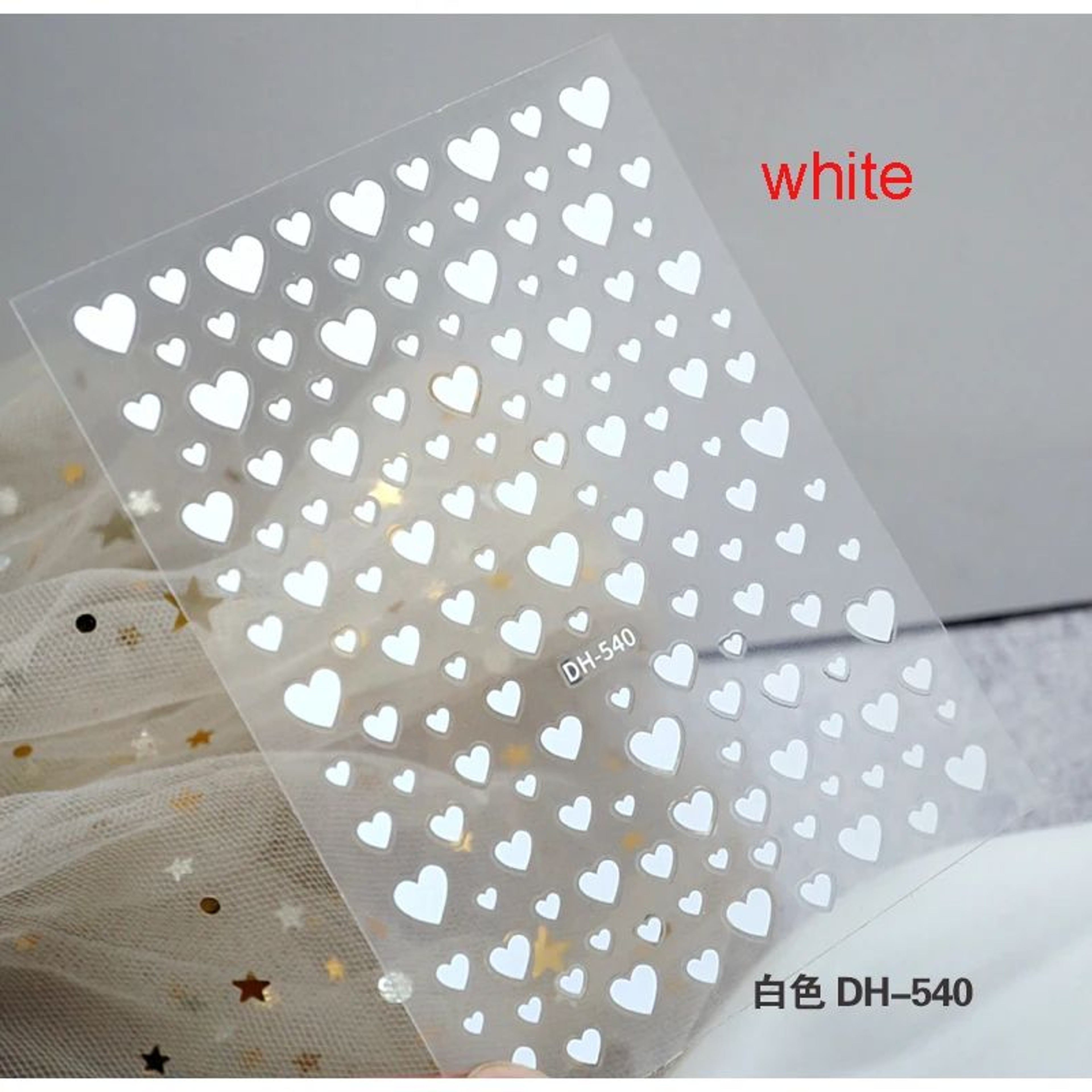 3D Nail Art Stickers Love Hearts Stars Clouds  Red Black White Adhesive Nail Decals Sliders For Fre
