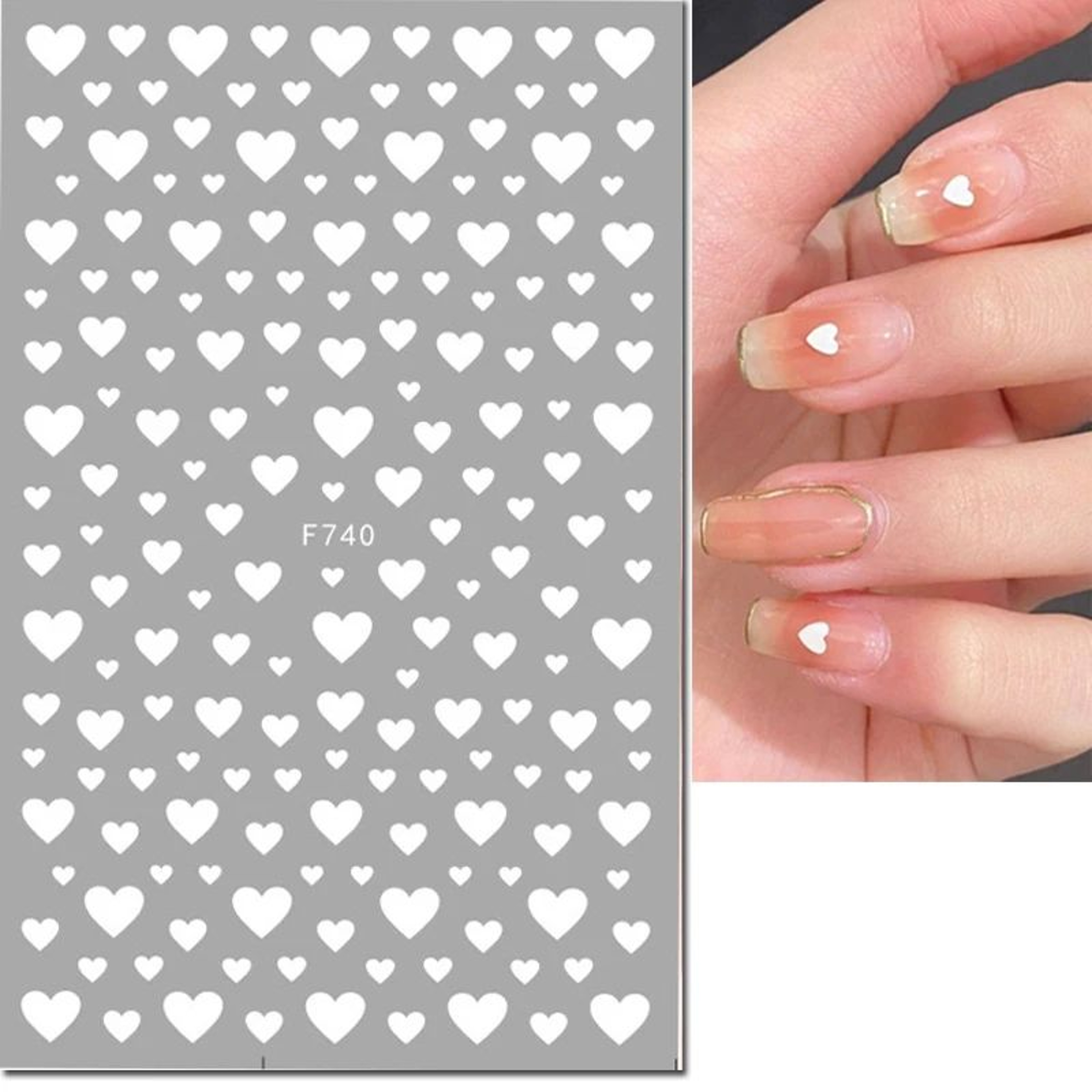 3D Nail Art Stickers Love Hearts Stars Clouds – Red Black White Adhesive Nail Decals Sliders for French Tips Manicure – view 23