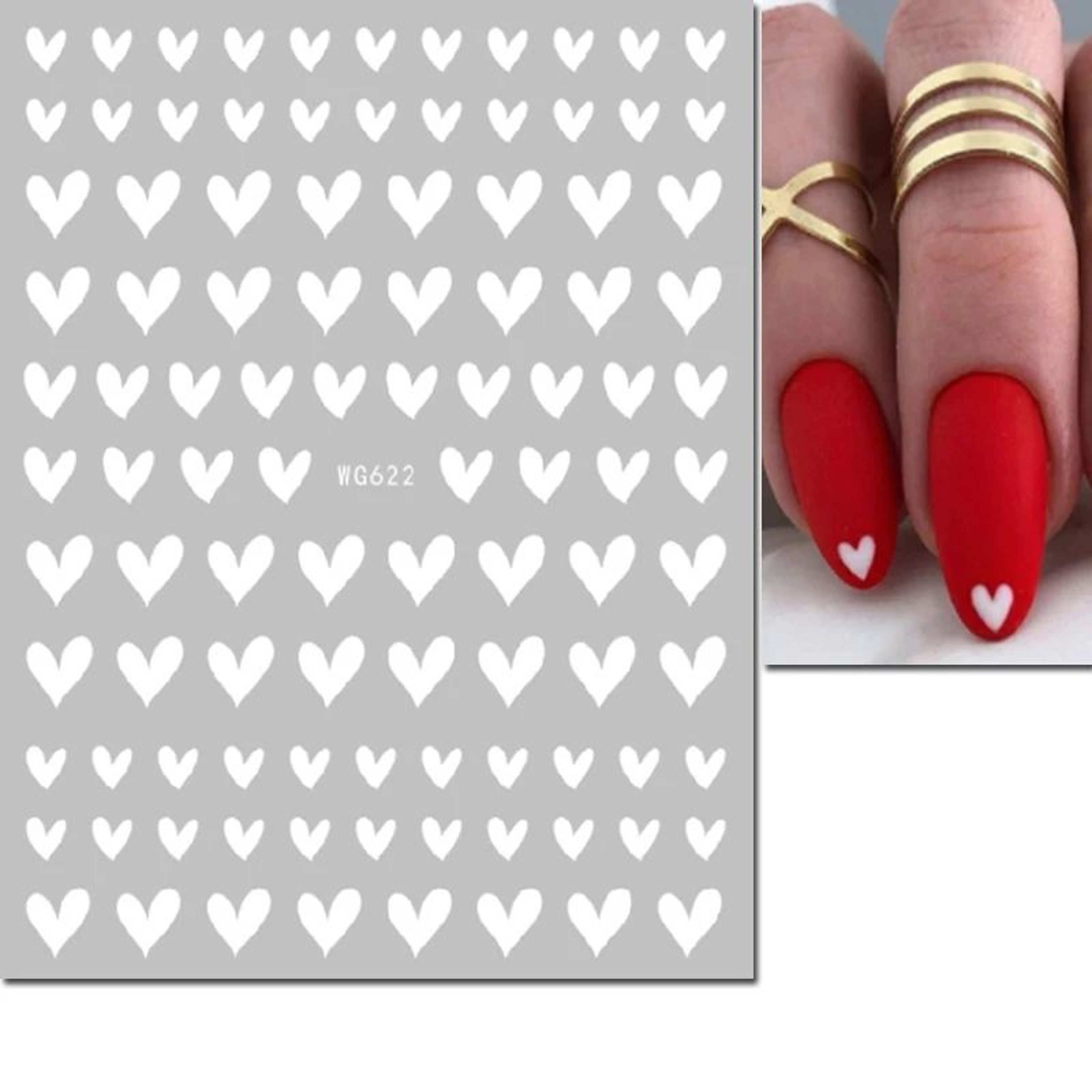 3D Nail Art Stickers Love Hearts Stars Clouds – Red Black White Adhesive Nail Decals Sliders for French Tips Manicure – view 24
