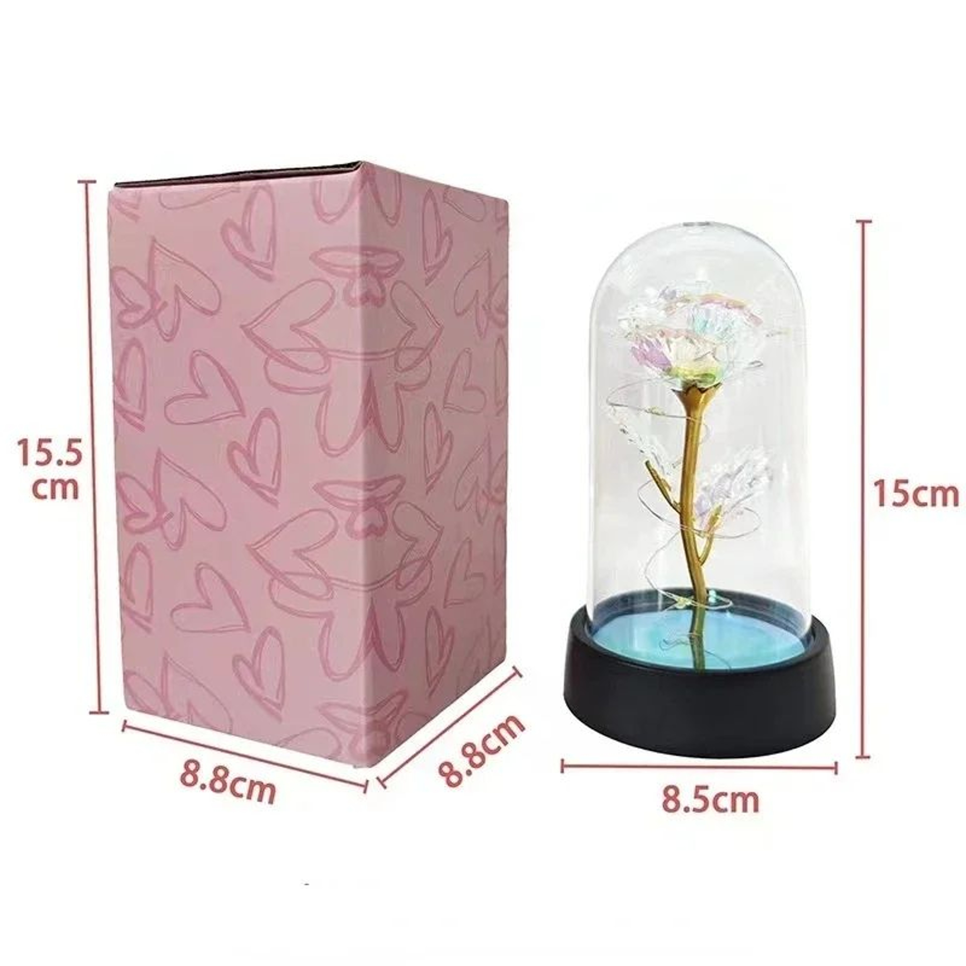 Eternal Rose With LED Light  Artificial Foil Flower Gift For Girlfriend Valentines Day  Wedding Dec 1