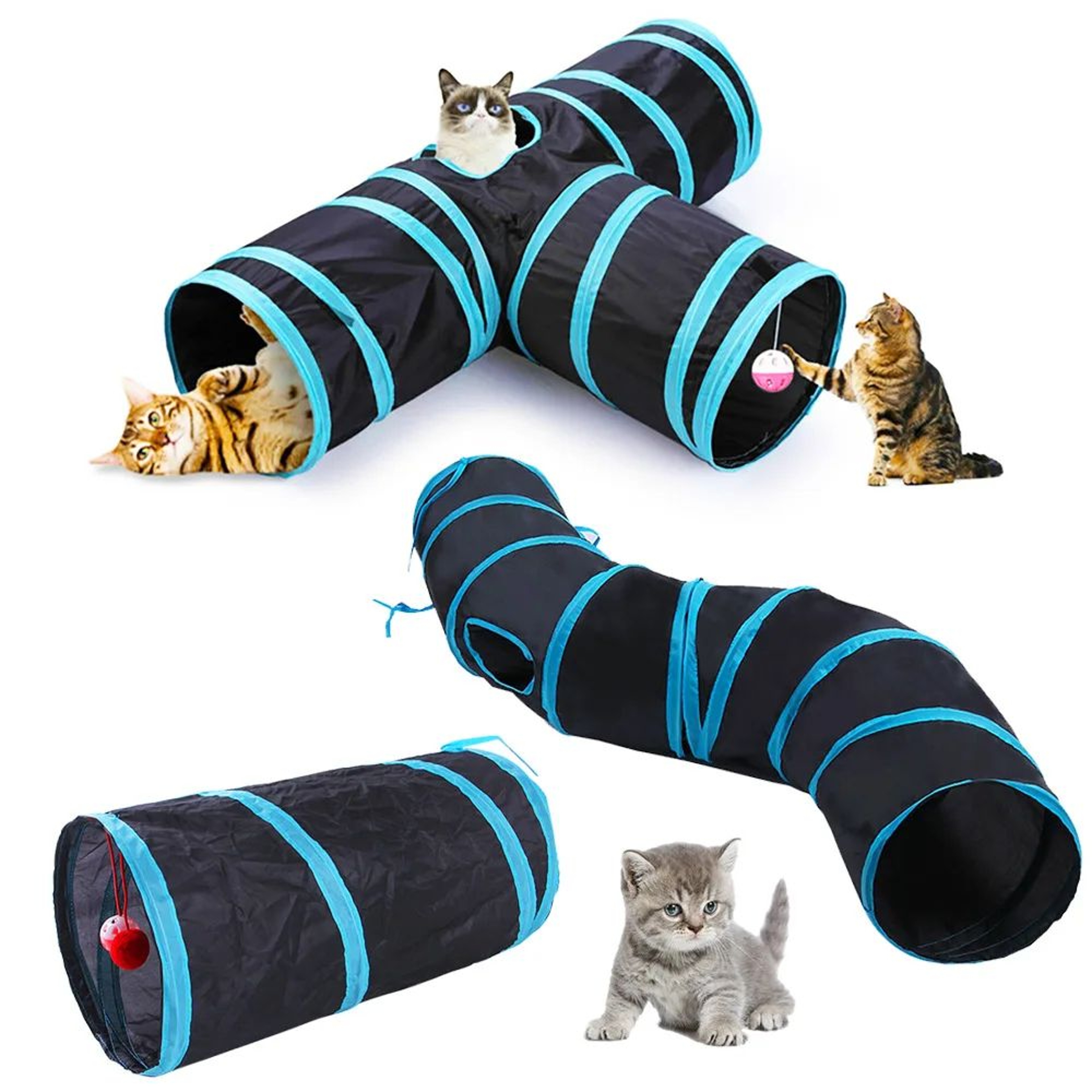 Foldable Cat Tunnel Toy  SType Play Tunnel With Crinkle Paper Breathable Indoor Cat Exercise Tube 4