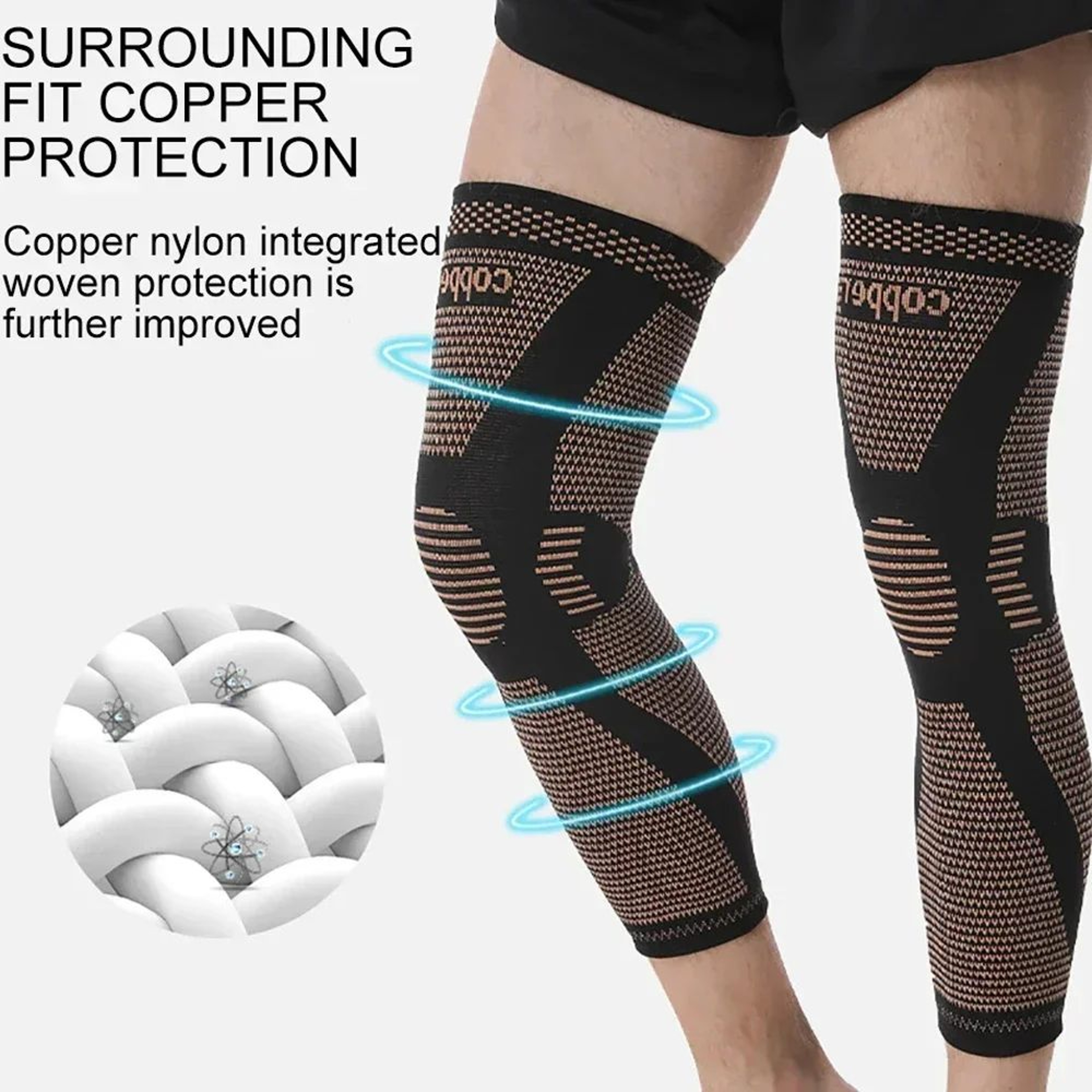 Copper Compression Full Leg Sleeve  2030mmHg Knee Thigh  Calf Support For Arthritis Sports Cycling  3
