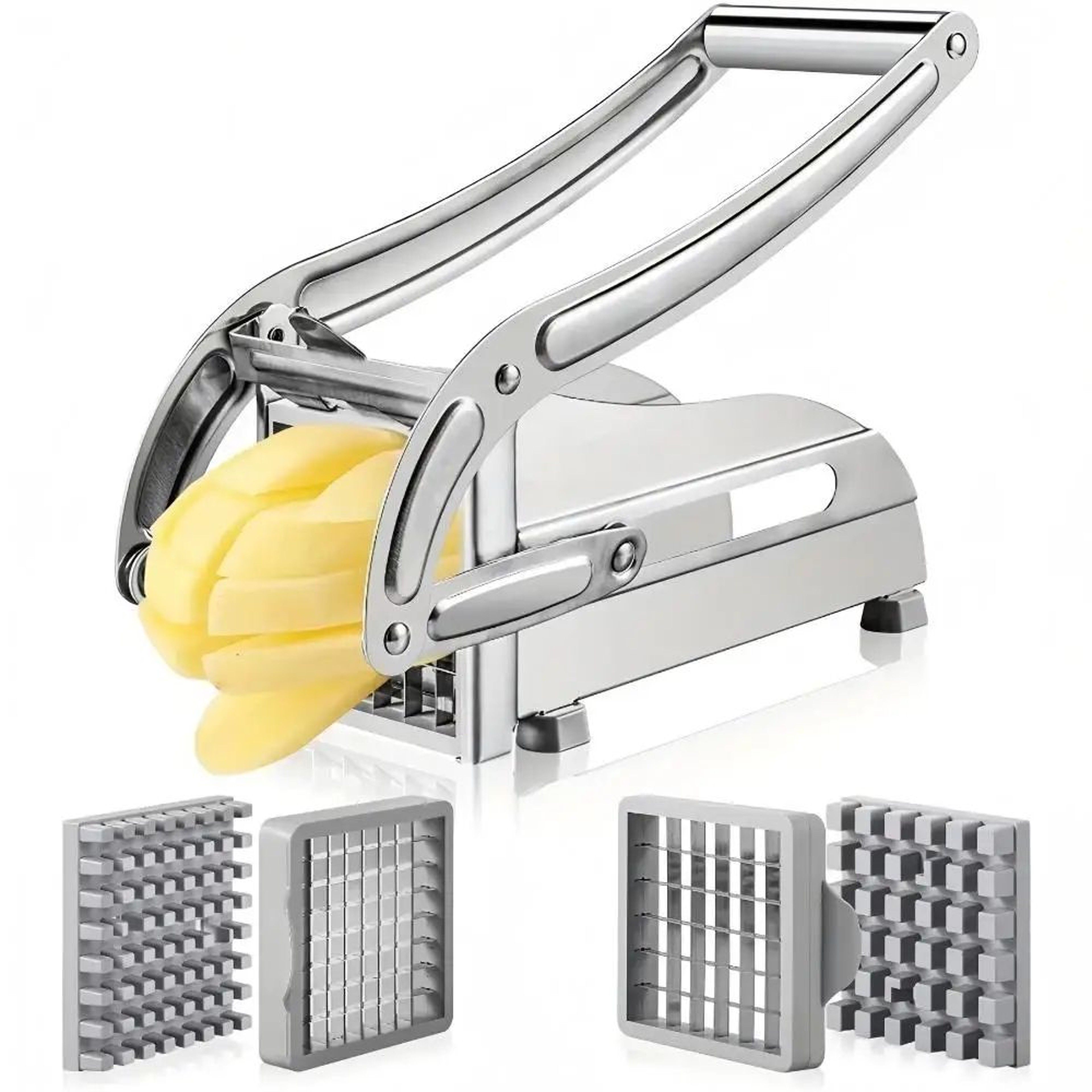 4in1 Stainless Steel Potato Cutter  Manual French Fry Slicer Chips Maker Vegetable Dicer  Meat Chop 0