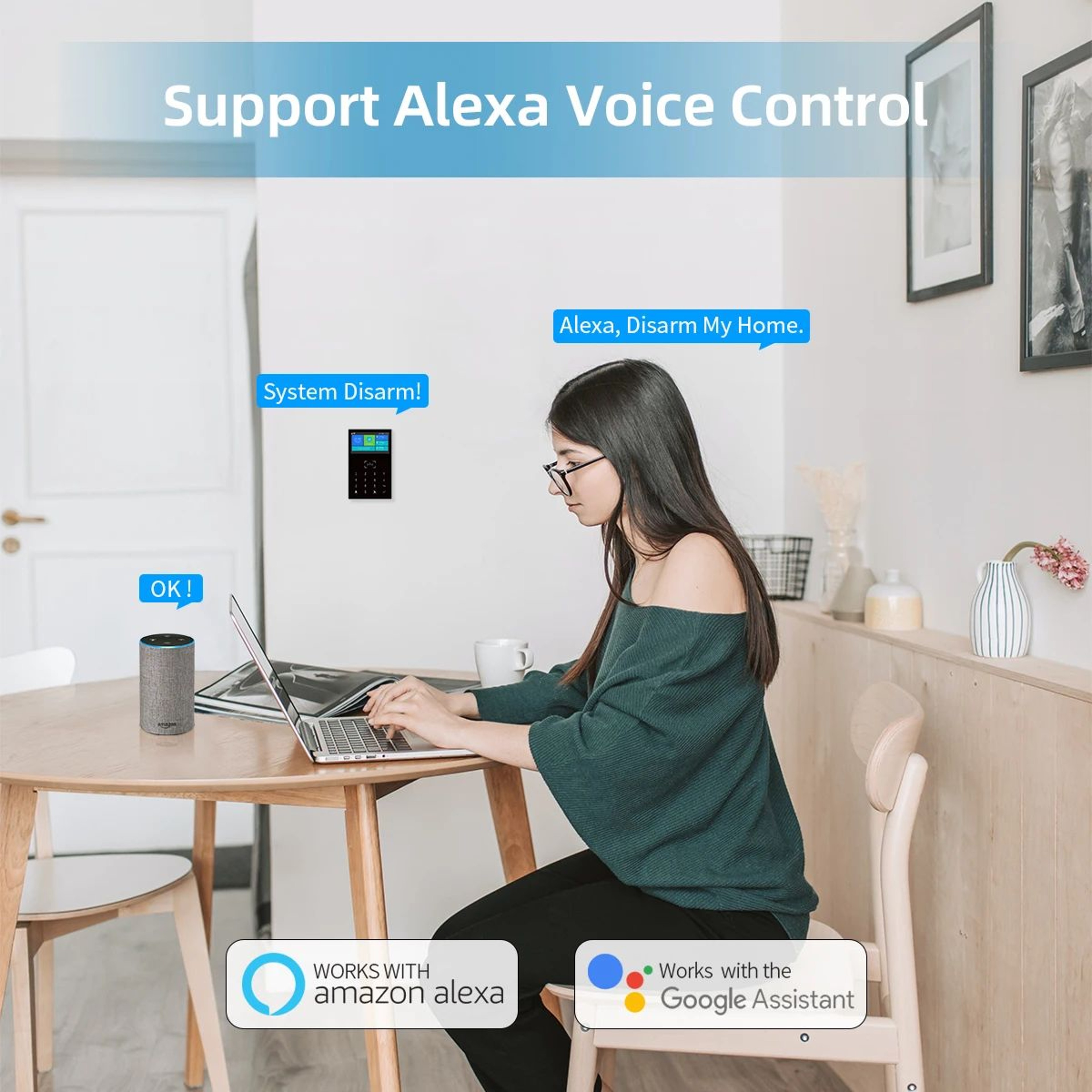 PG109 Tuya Smart WiFi GSM Home Alarm System With 43Inch Display App Control Temperature Monitor 3