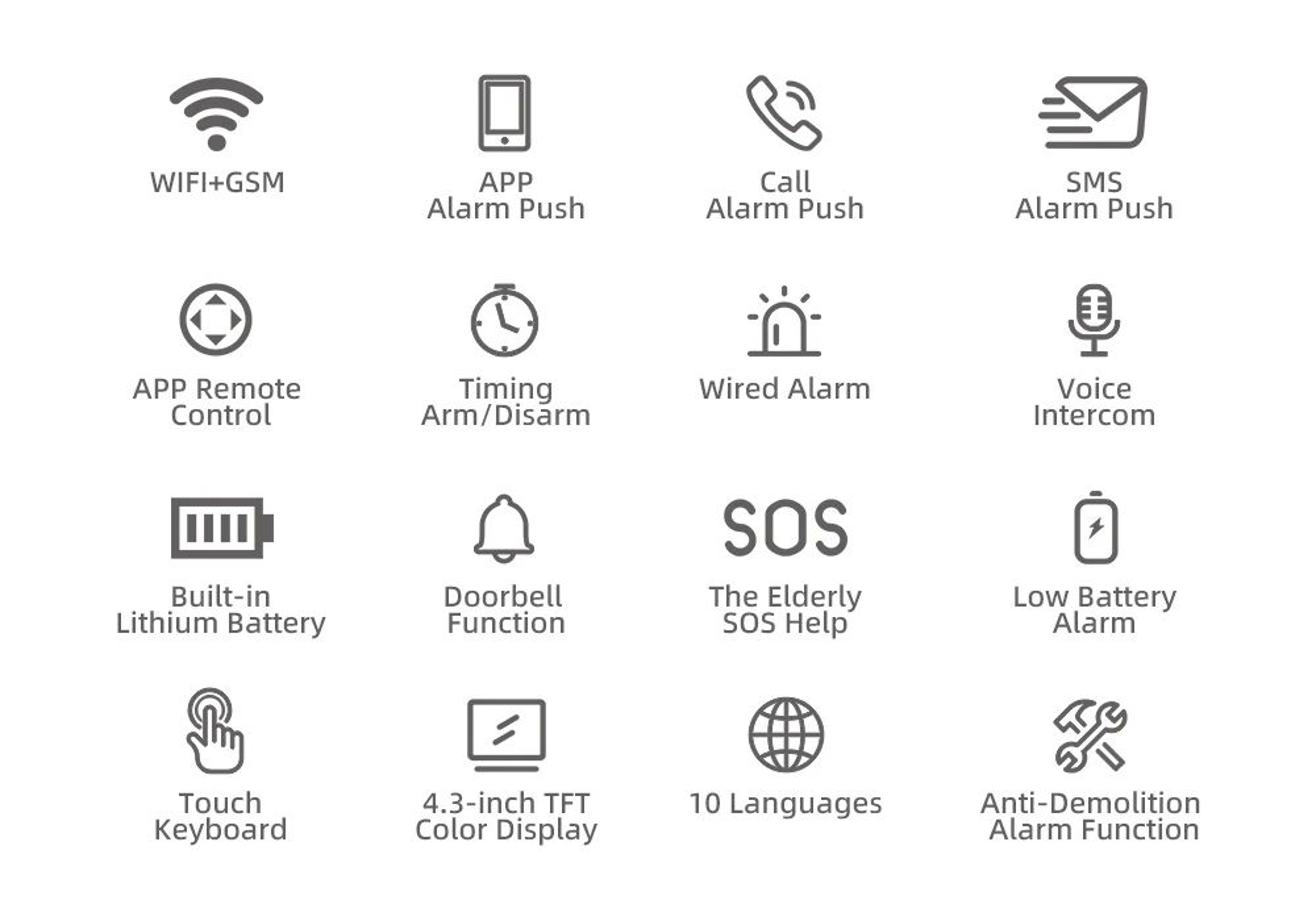 PG109 Tuya Smart WiFi GSM Home Alarm System With 43Inch Display App Control Temperature Monitor 6