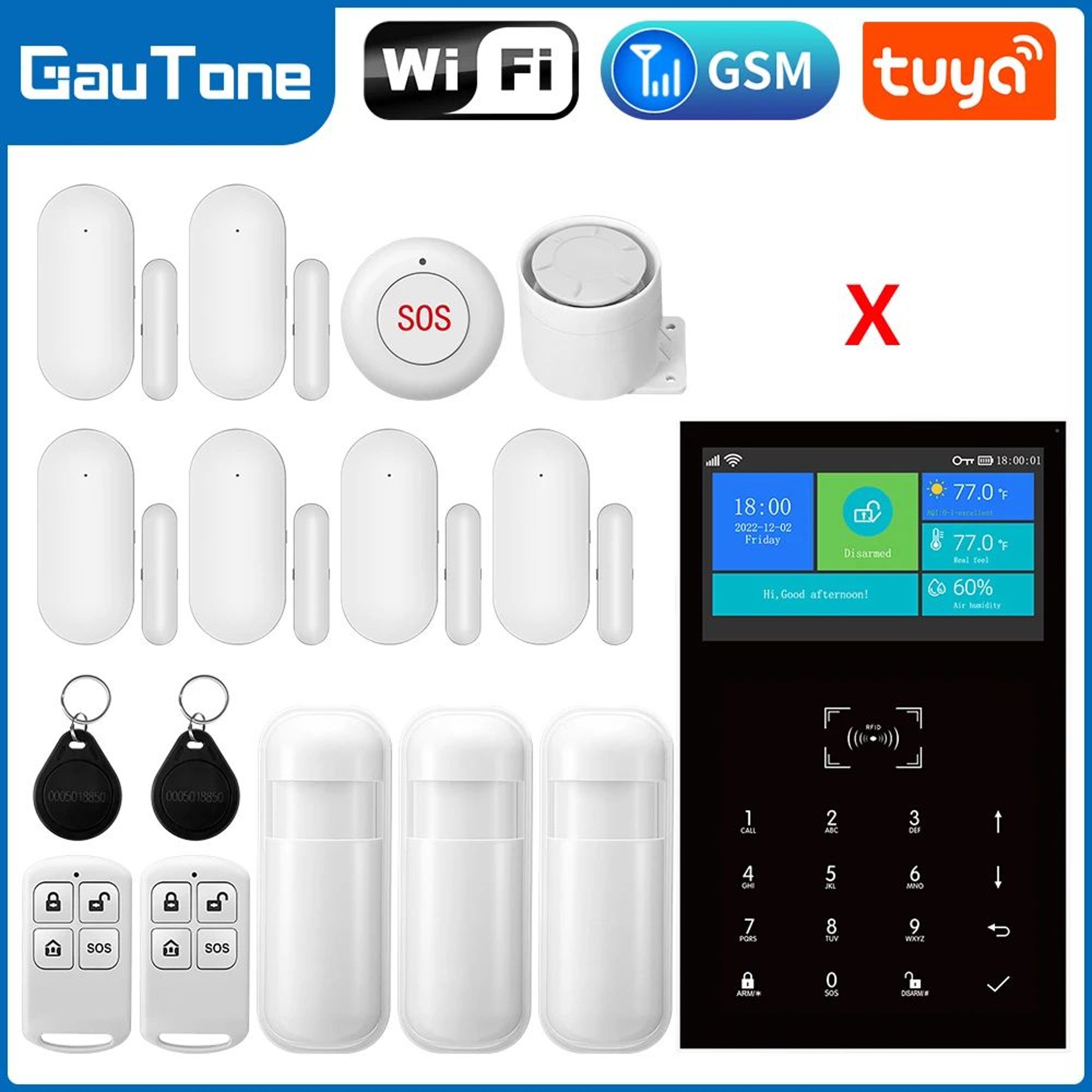 PG109 Tuya Smart WiFi GSM Home Alarm System With 43Inch Display App Control Temperature Monitor 20