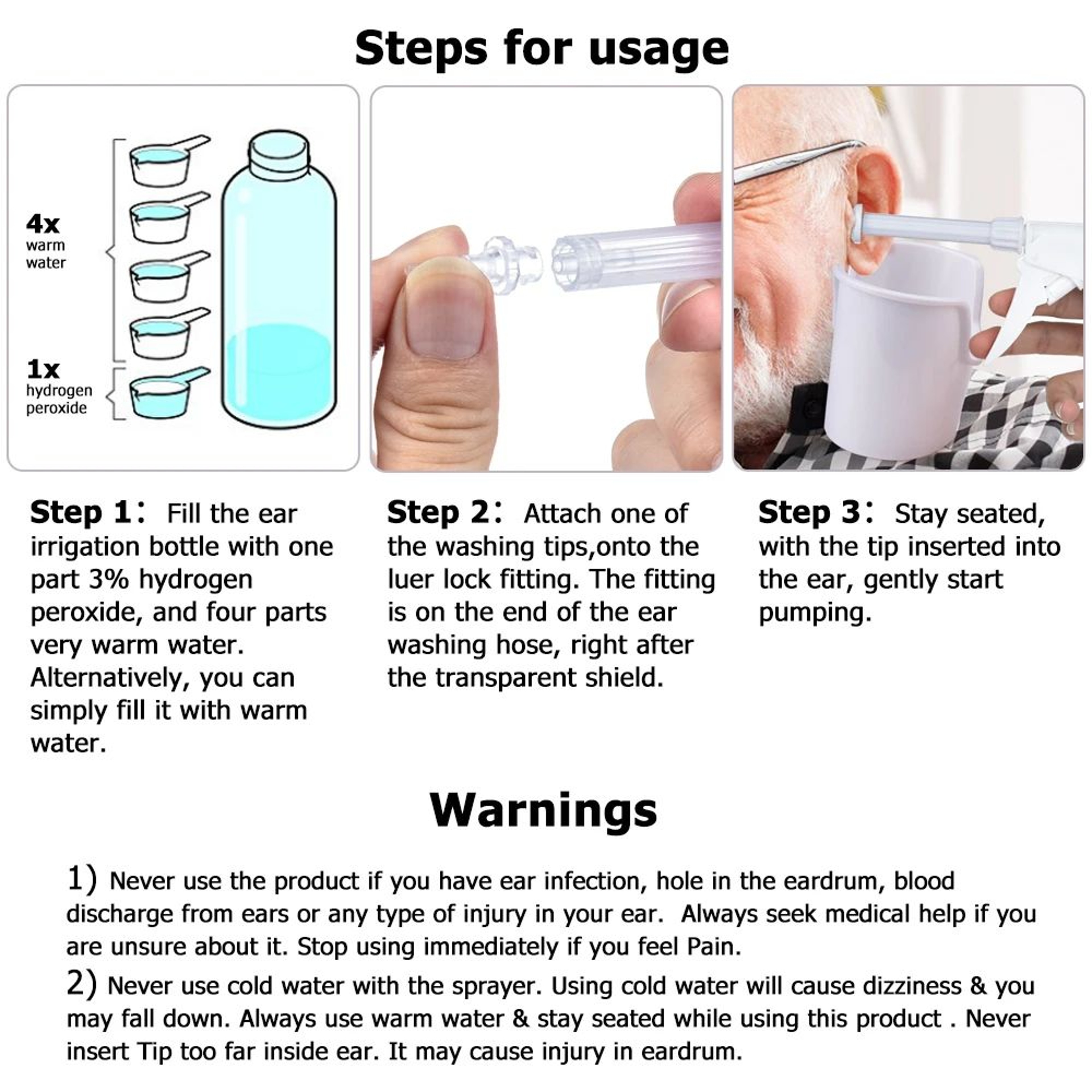 Ear Wax Removal Kit With Spray Bottle Syringe Portable Ear Irrigation Flushing System For Adults  K 4