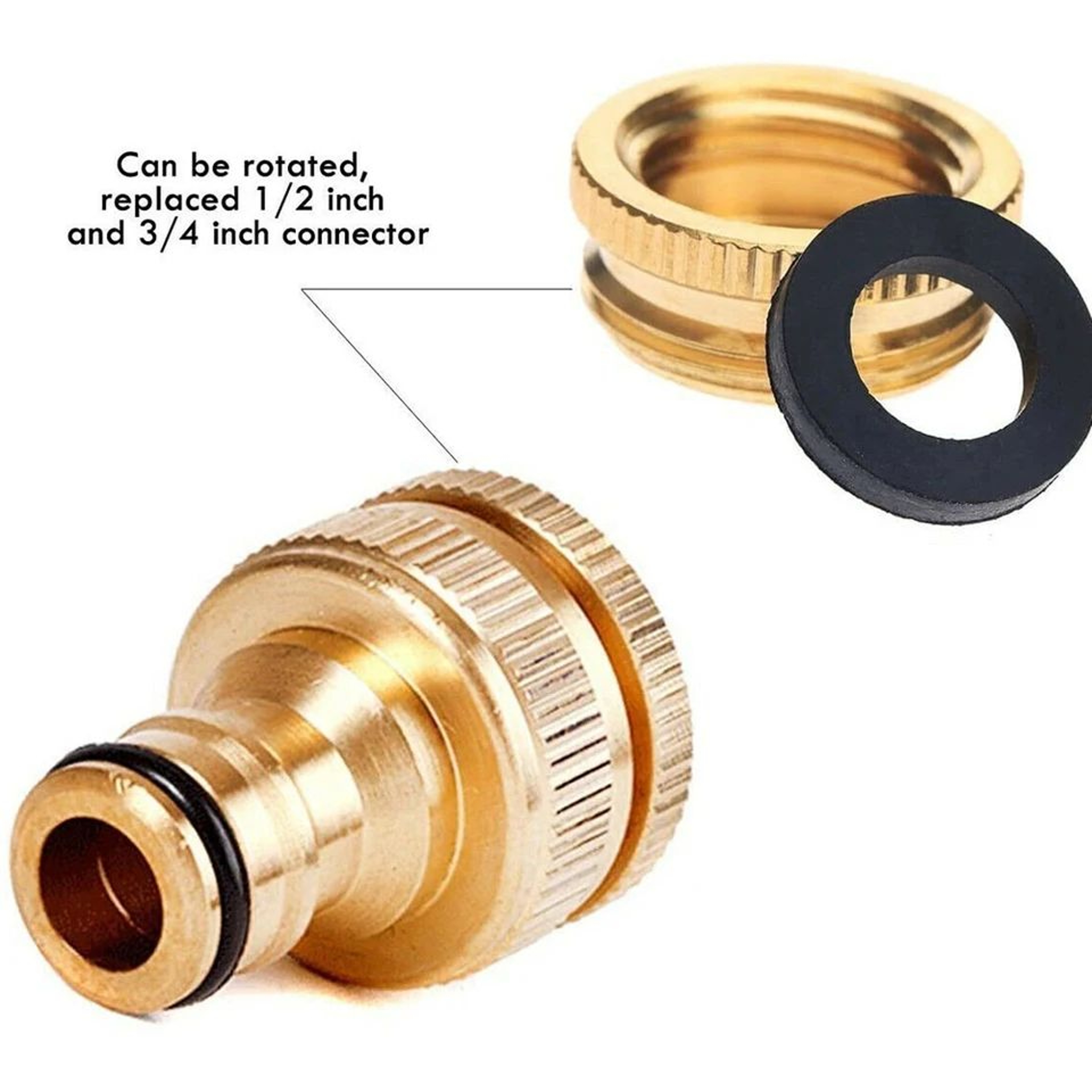 Brass Faucet Adapter G34 To G12 2in1 Garden Hose Tap Connector For Washing Machine Dishwasher Threa 4