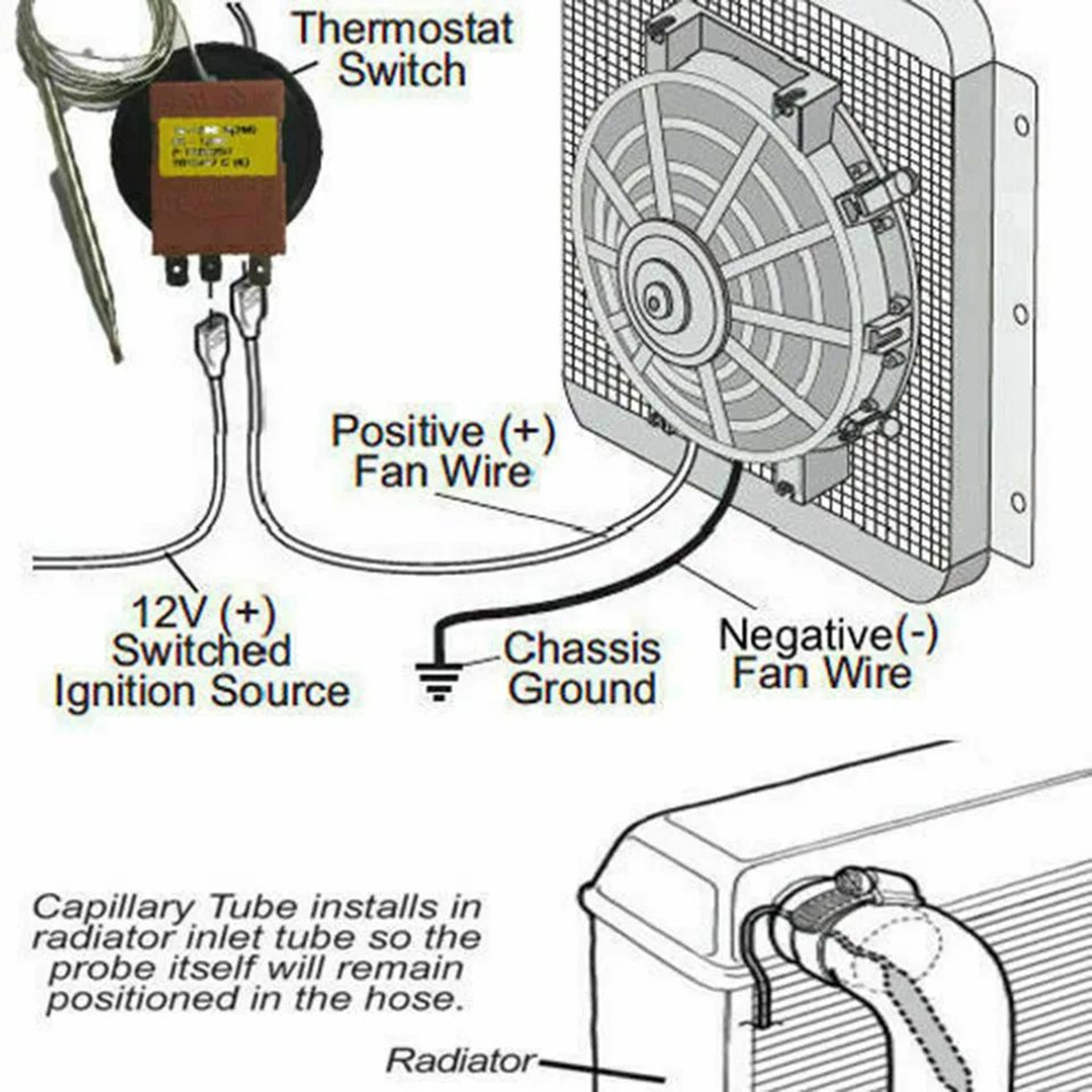 Adjustable Car Cooling Fan Thermostat Switch 32248F Radiator Temperature Control Knob For 12V Elect 5