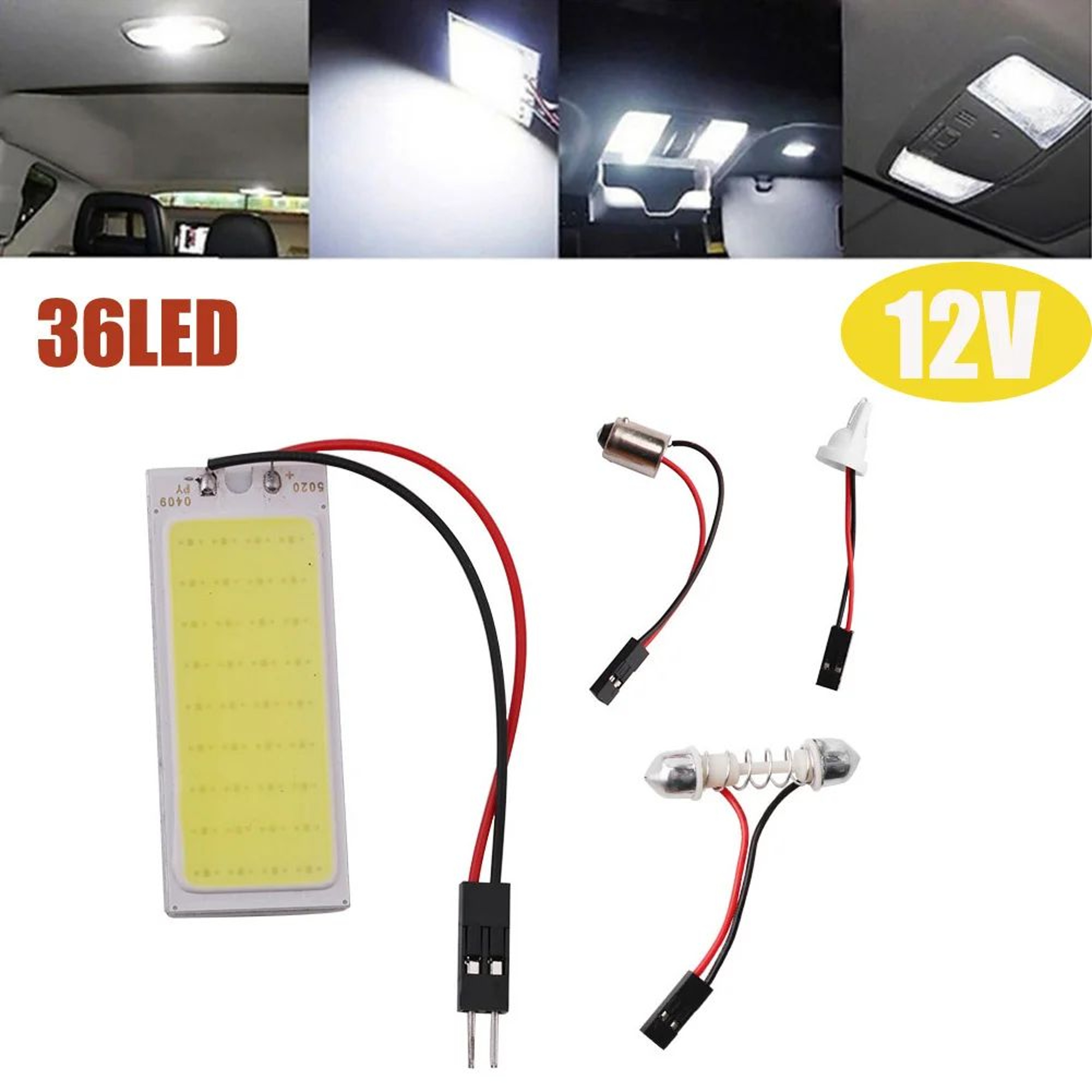 T10 W5W COB LED Interior Car Bulb 16243648SMD 6000K Super White Dome Reading Panel Light 12V 8