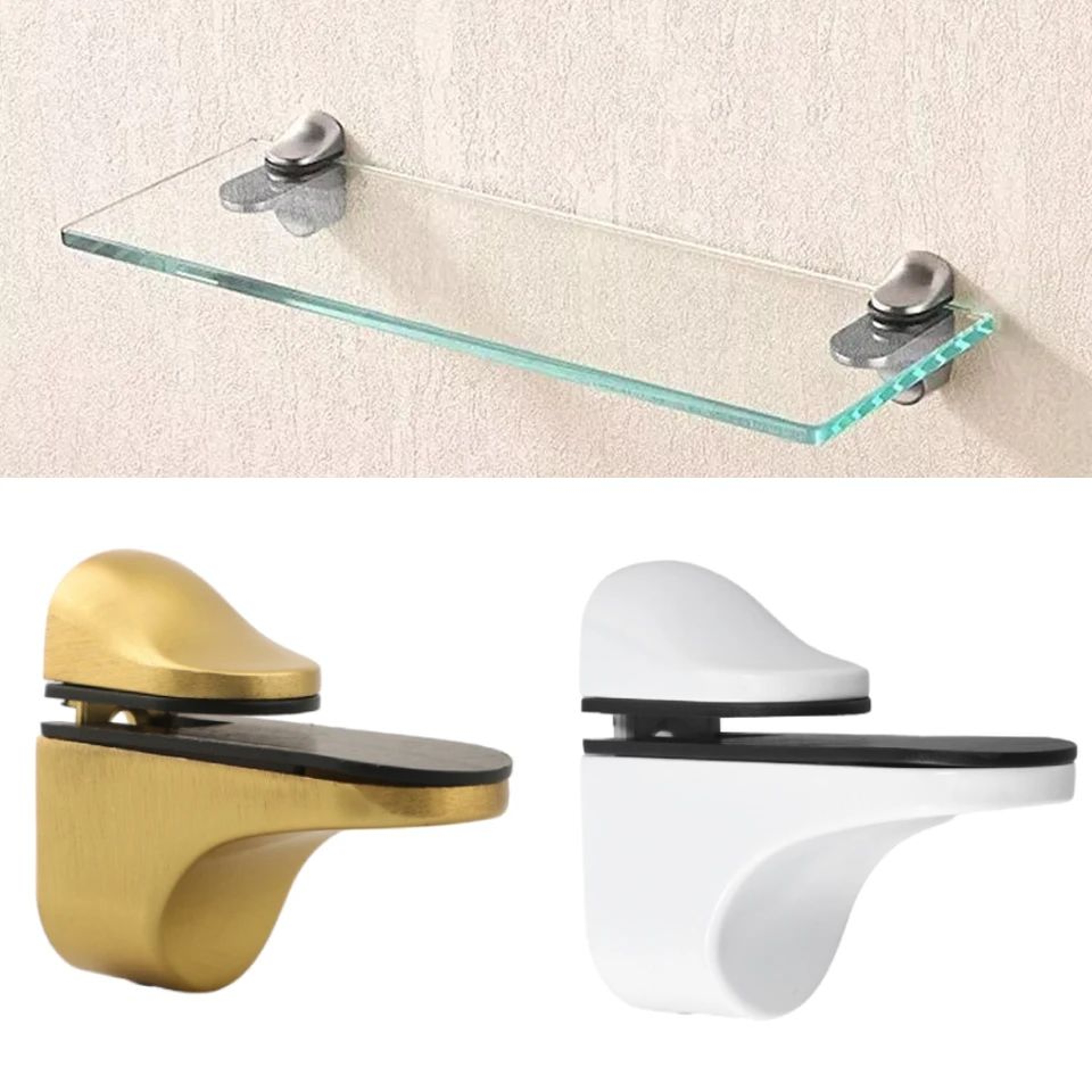 Adjustable Zinc Alloy Glass Shelf Bracket Clamp Wall Mount Holder  HeavyDuty Support For Kitchen Be 2