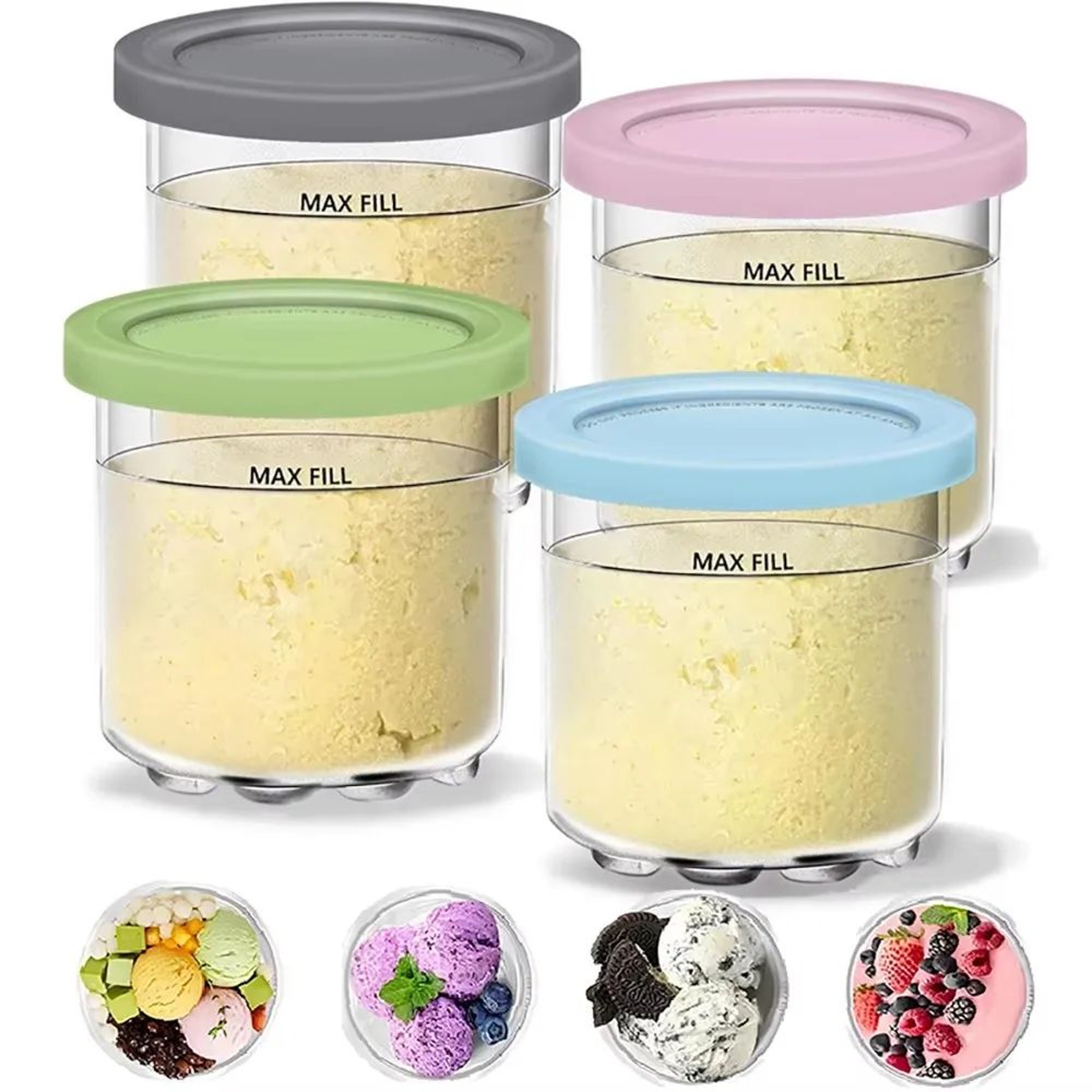 4Pack Creami Pints With Lids Compatible With Ninja Creami  Reusable Ice Cream Containers For Smooth 0