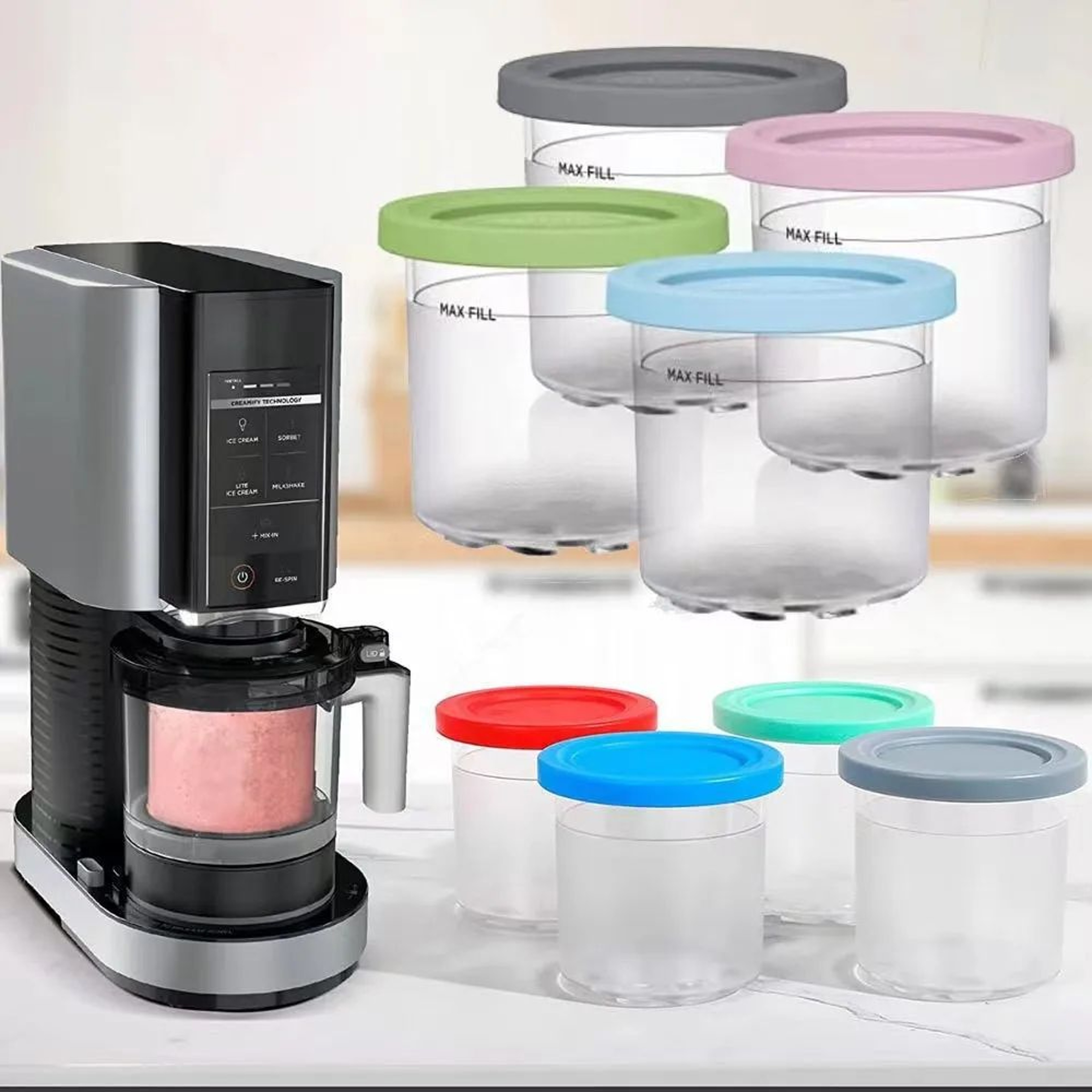 4Pack Creami Pints With Lids Compatible With Ninja Creami  Reusable Ice Cream Containers For Smooth 1