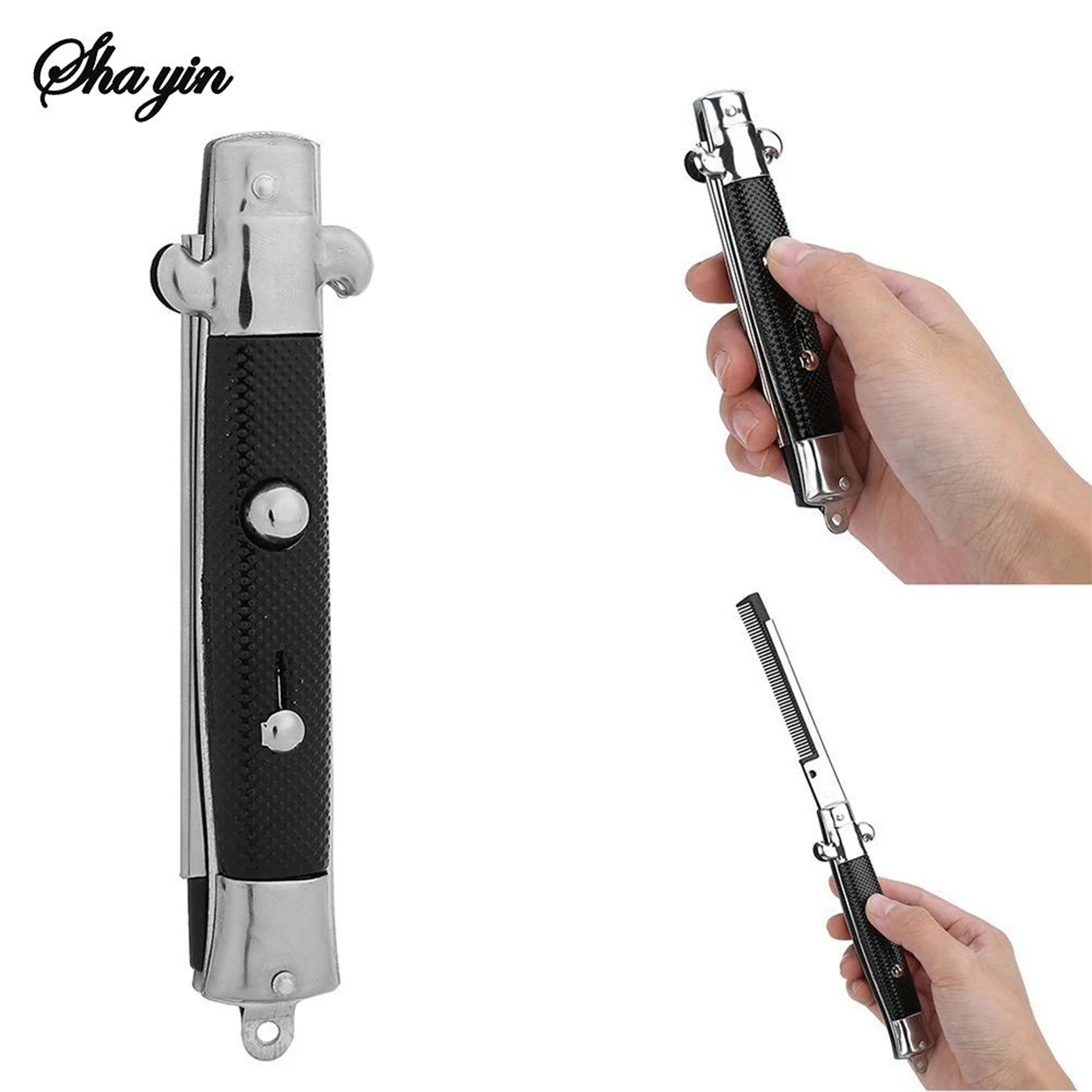 Folding Pocket Comb With Spring Clip  Beard Moustache Hair Comb For Men Women Barbershop Grooming   0