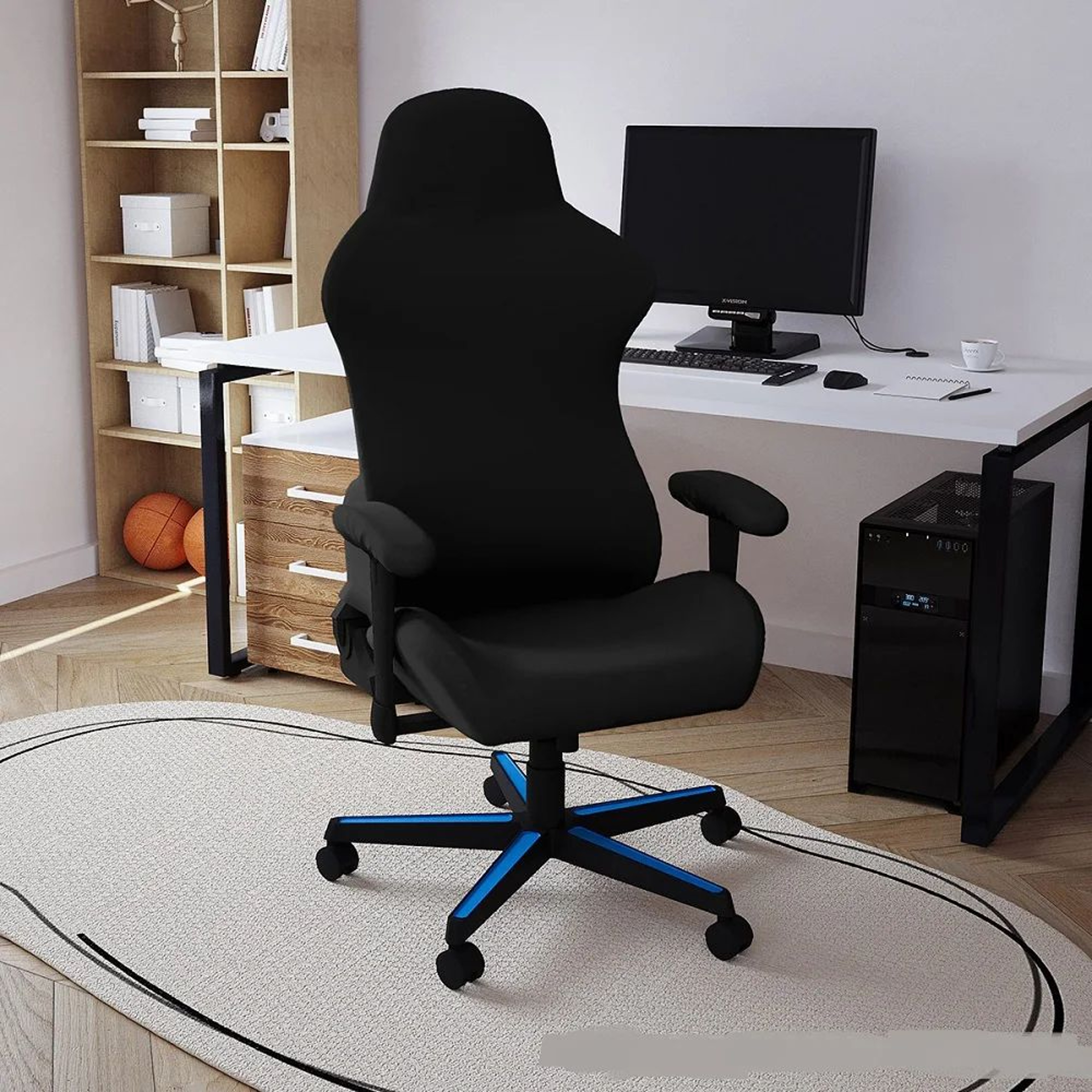 Milk Silk Esports Chair Cover Black Dustproof Elastic Gaming Chair Slipcover Universal Fit Protecto 0